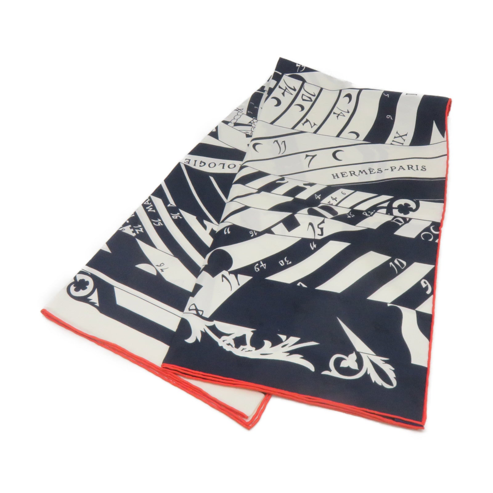 HERMES 絲質Scarf 90x90絲巾白色/寶藍色/橙色