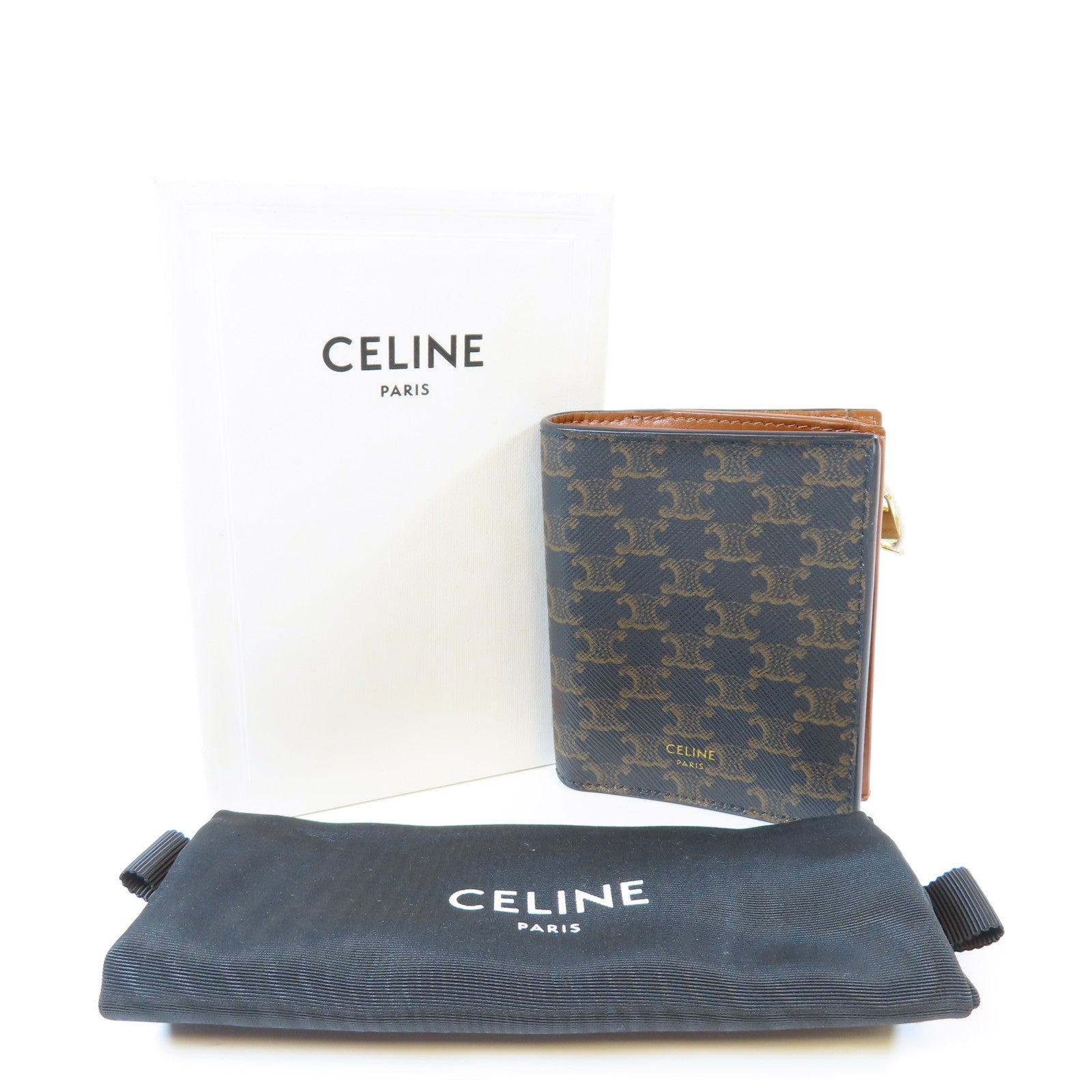 CELINE 塗層帆布Wallet金扣錢包啡色