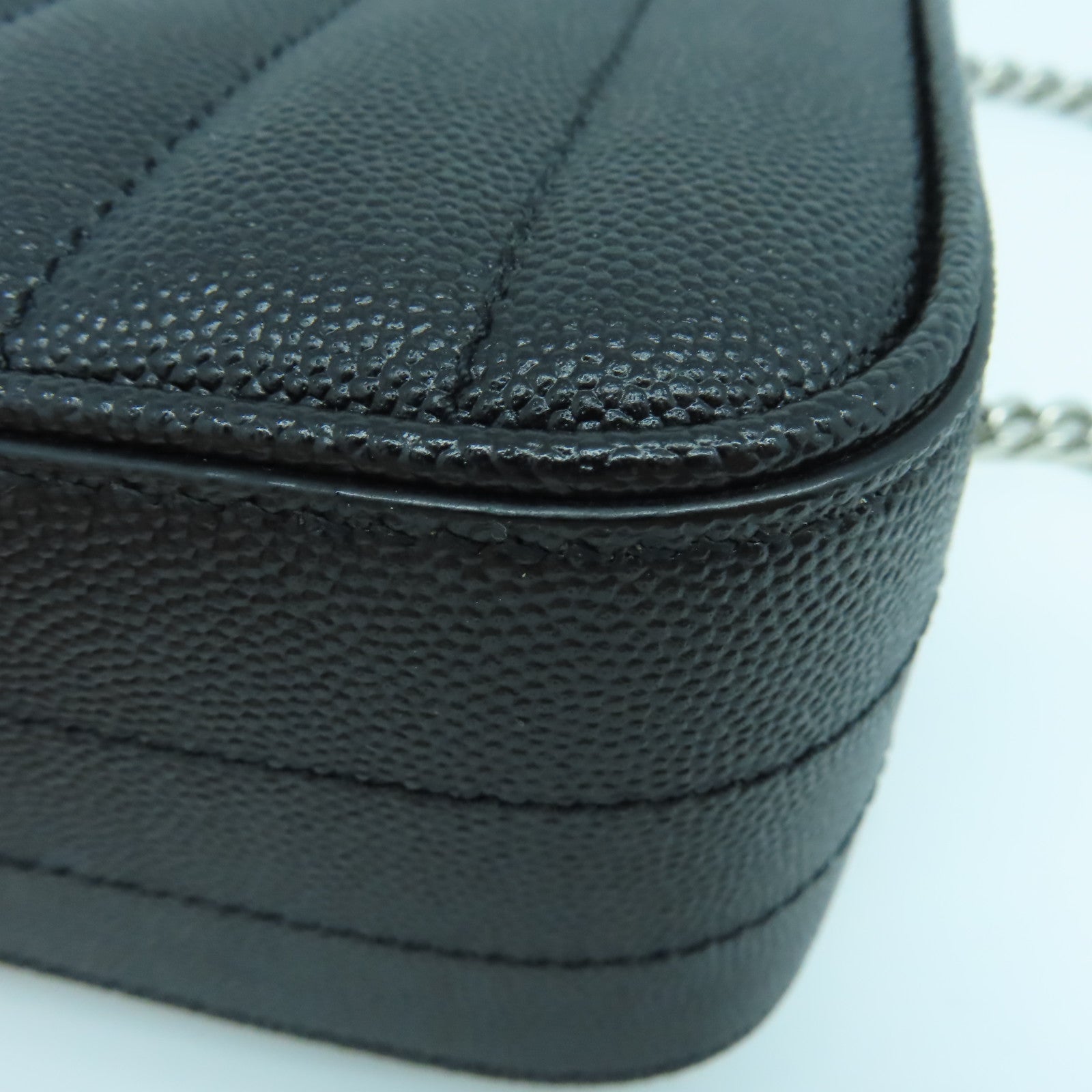 SAINT LAURENT 【激減優惠】牛皮皮革Vicky銀扣肩背袋黑色