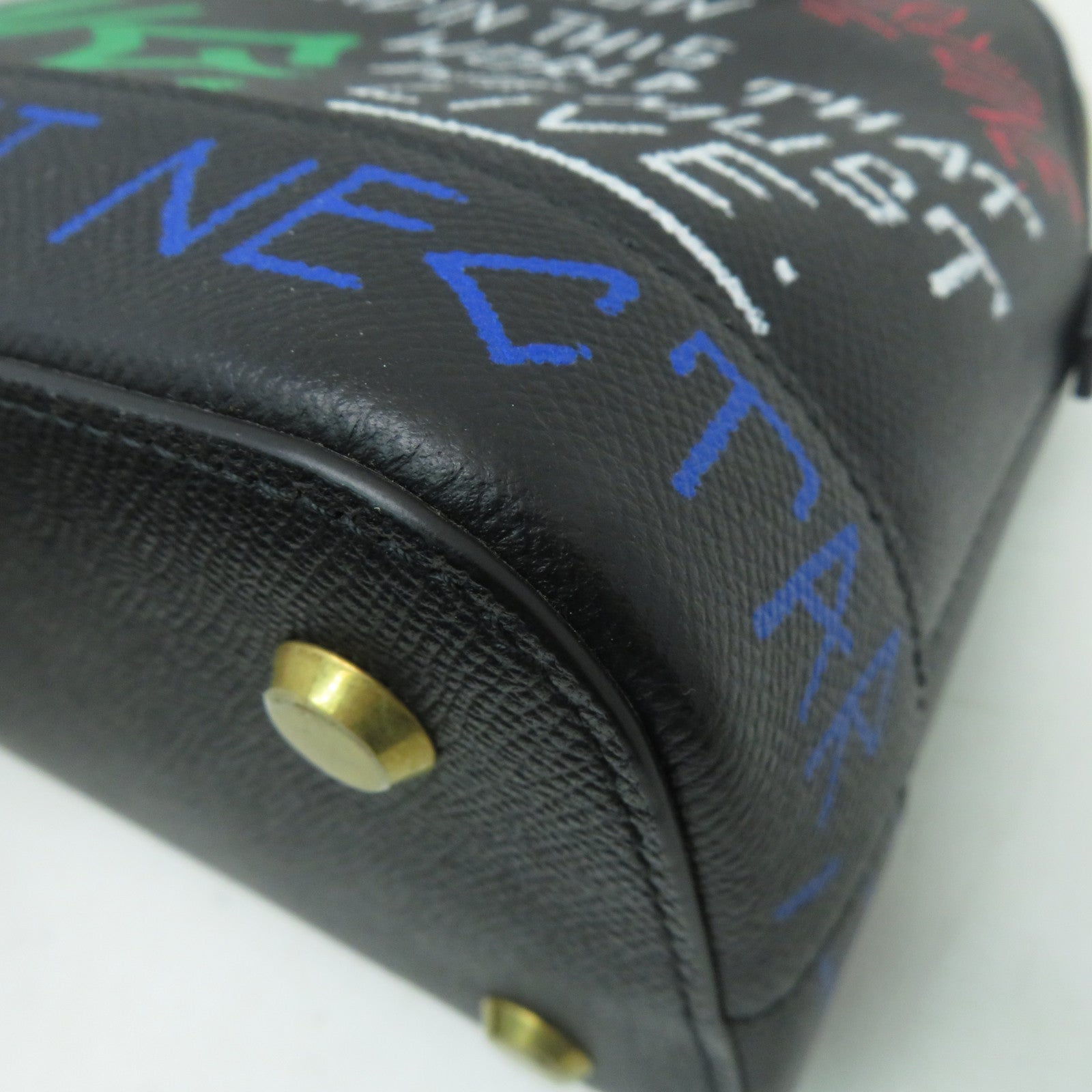 BALENCIAGA 牛皮皮革Graffiti Ville金扣手挽肩背兩用袋黑色