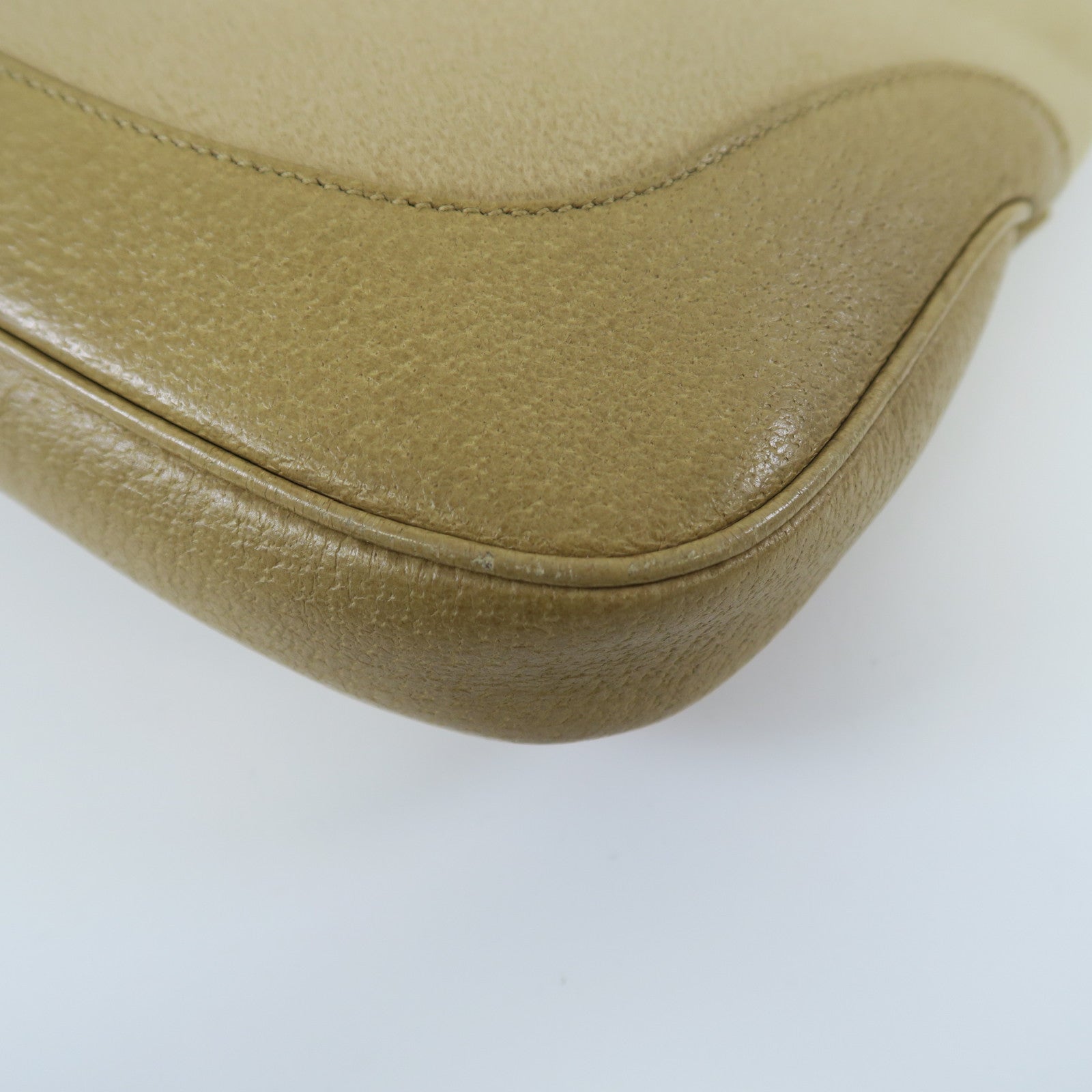 GUCCI 絨布/牛皮皮革Shoulder Bag銀扣肩背袋淺啡色