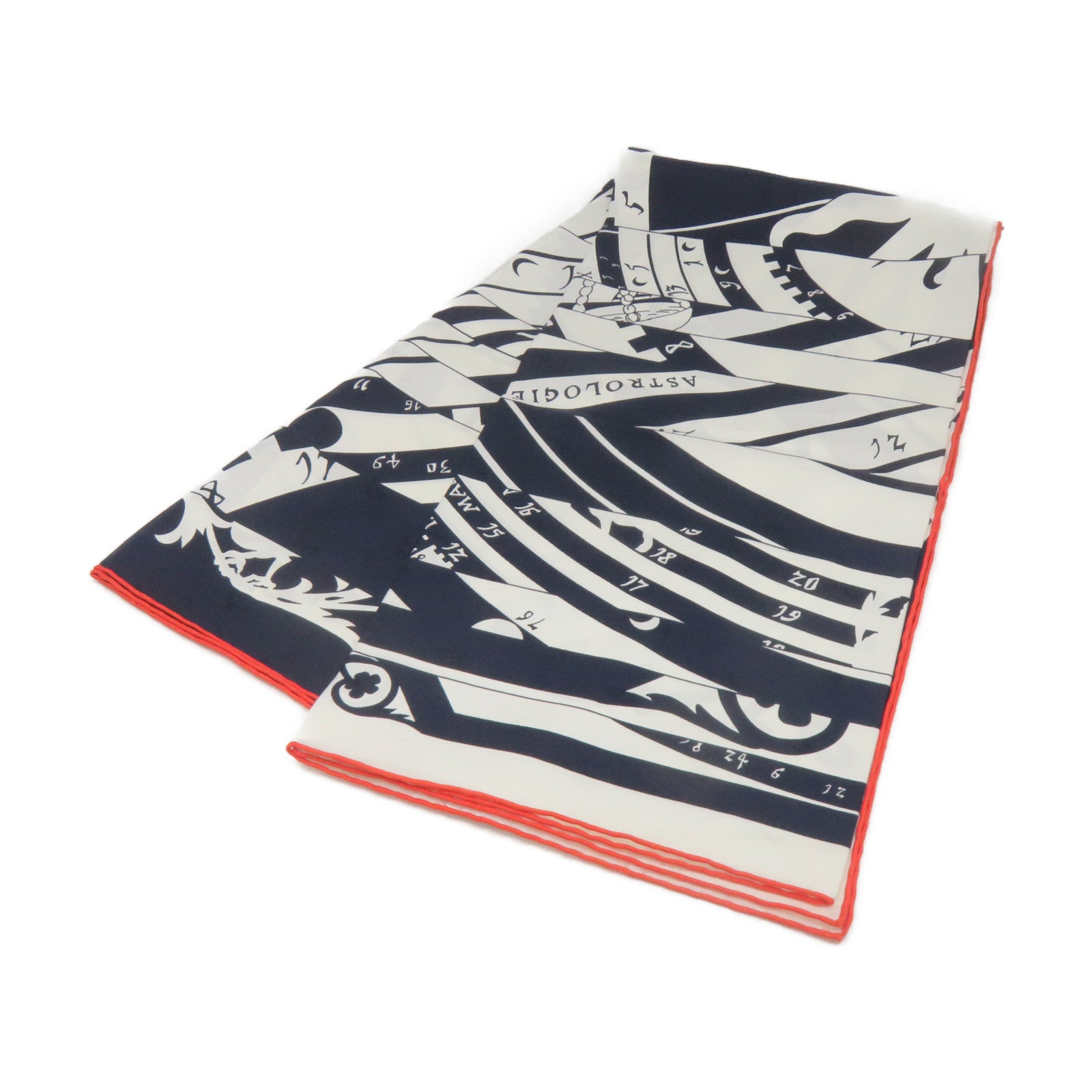 HERMES 絲質Scarf 90x90絲巾白色/寶藍色/橙色