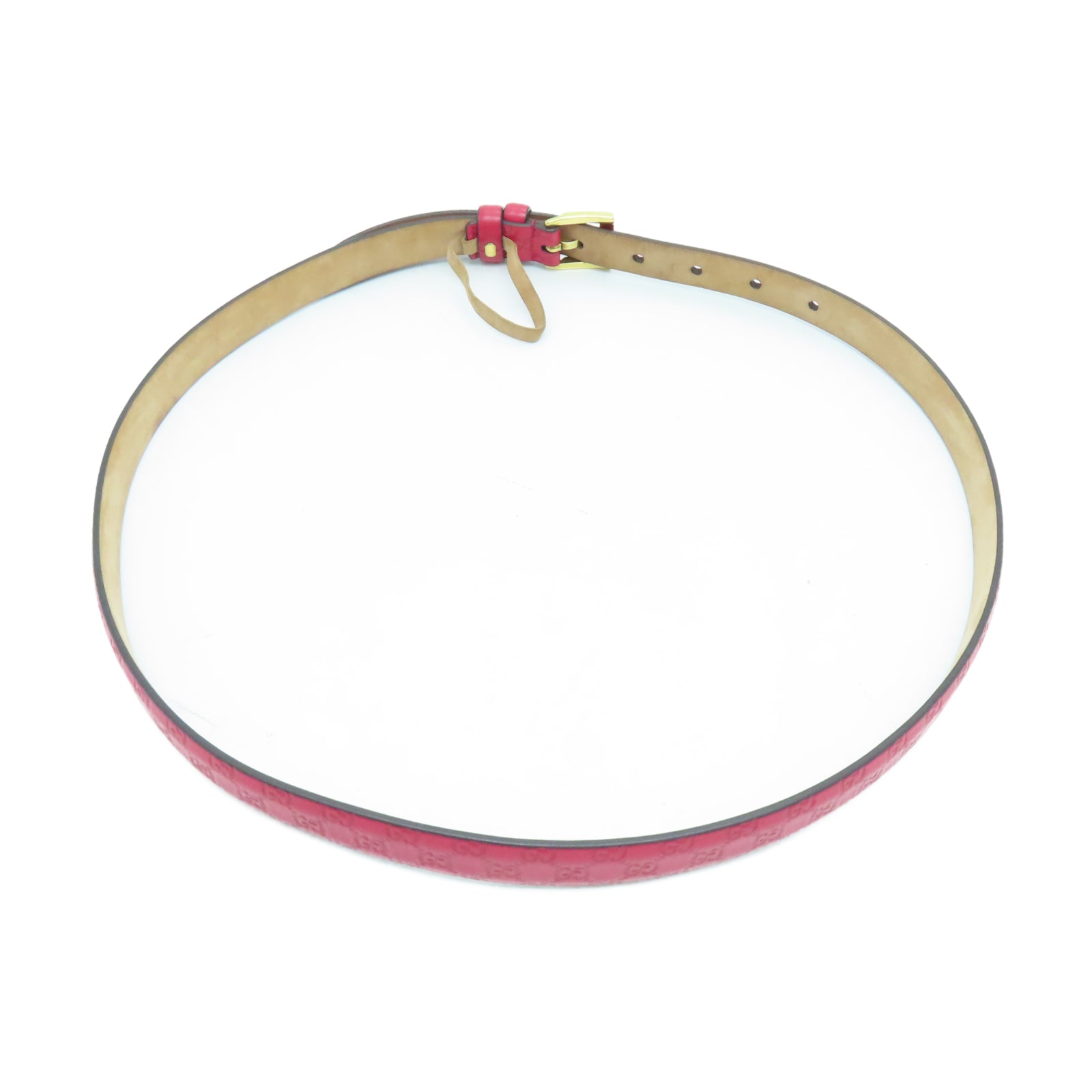 GUCCI 牛皮皮革Belt 85cm金扣皮帶紅色