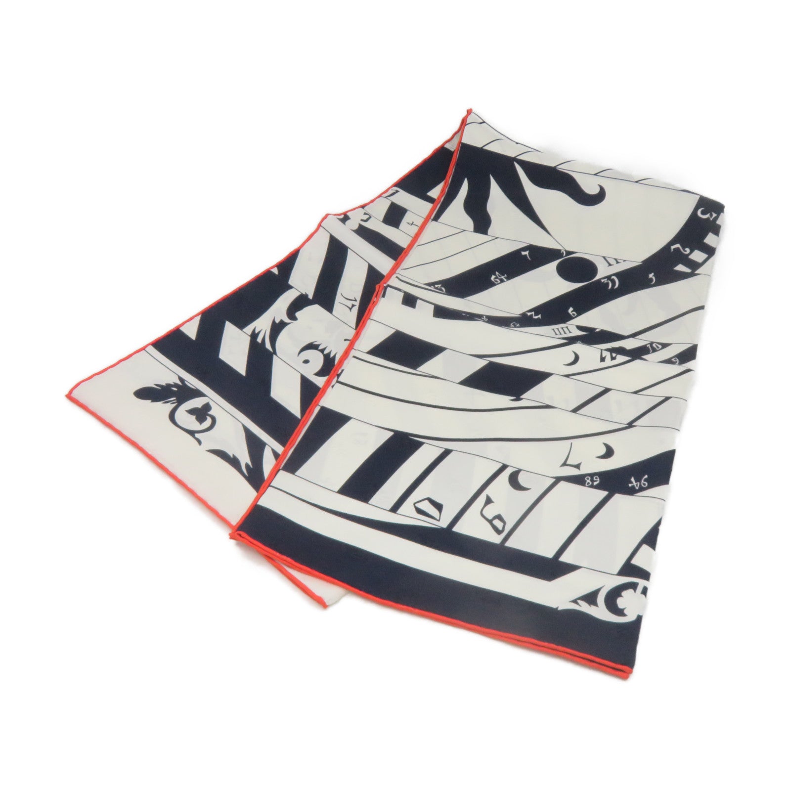 HERMES 絲質Scarf 90x90絲巾白色/寶藍色/橙色