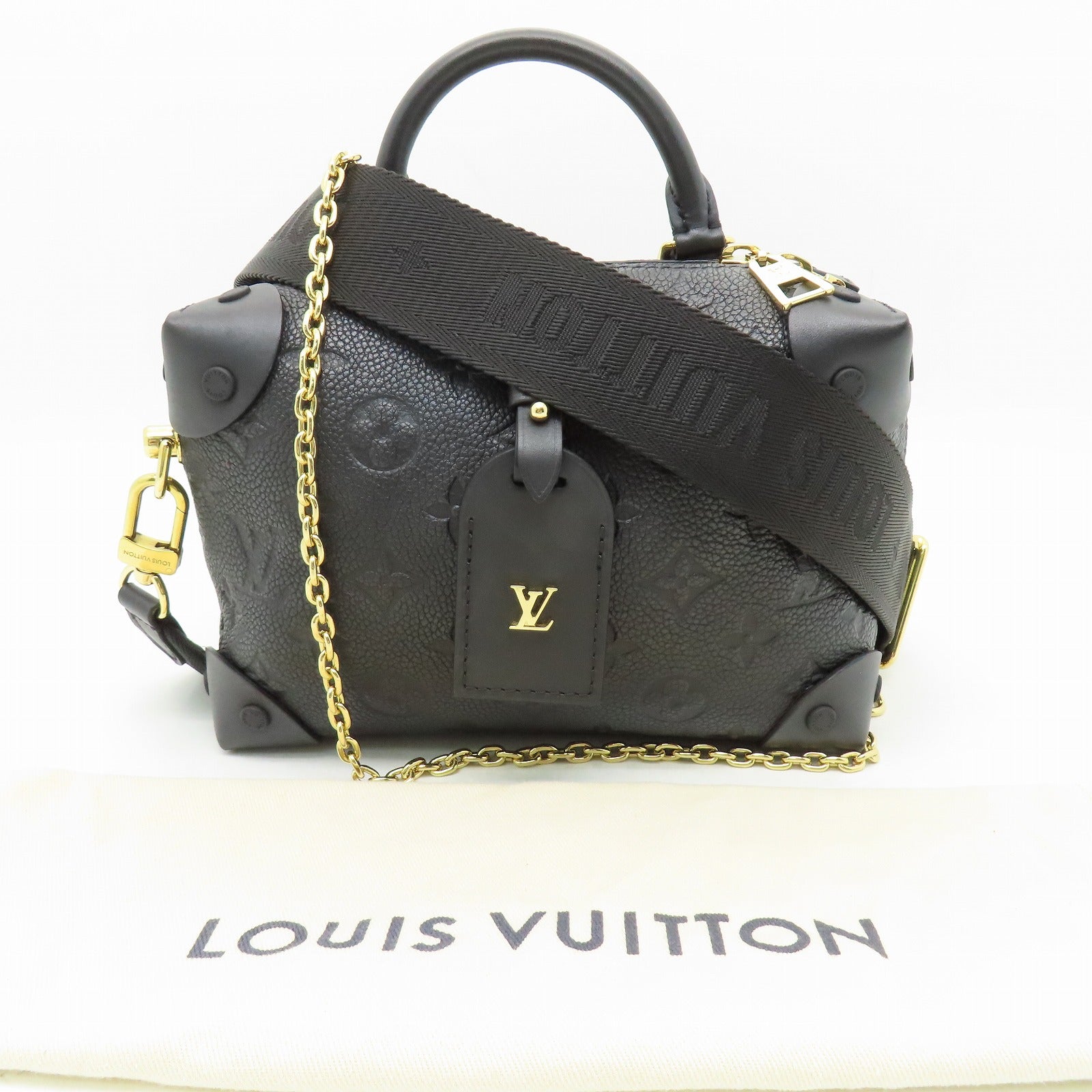 LOUIS VUITTON Monogram Empreinte Petite Malle Souple金扣手挽肩背兩用袋黑色