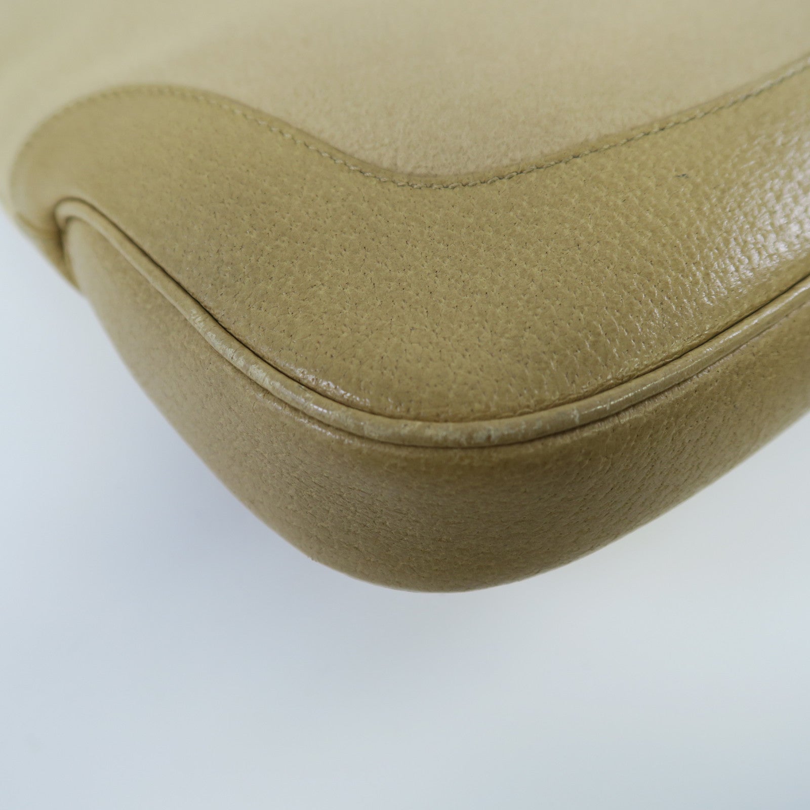GUCCI 絨布/牛皮皮革Shoulder Bag銀扣肩背袋淺啡色