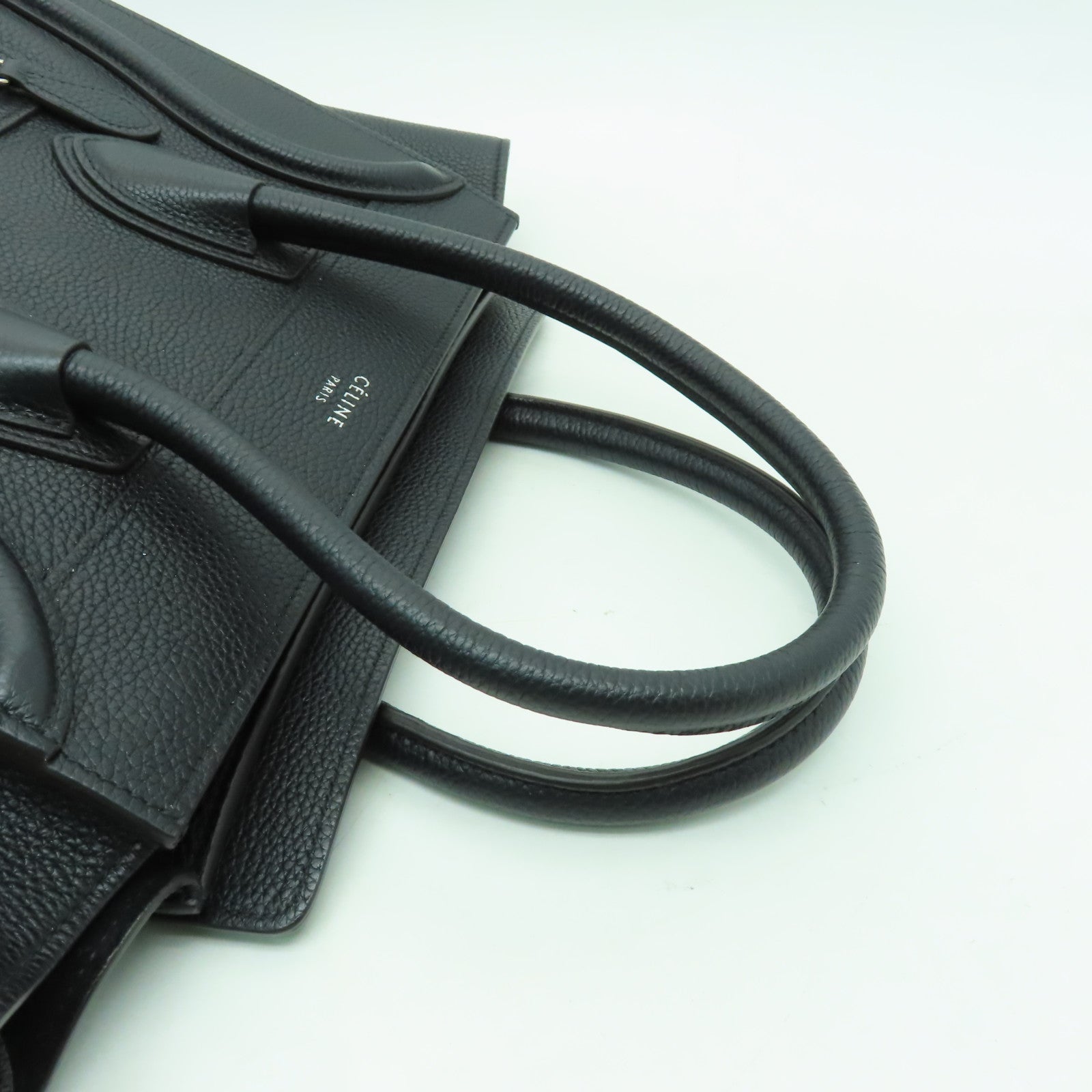 CELINE 【激減優惠】牛皮皮革Micro Luggage銀扣手挽袋黑色
