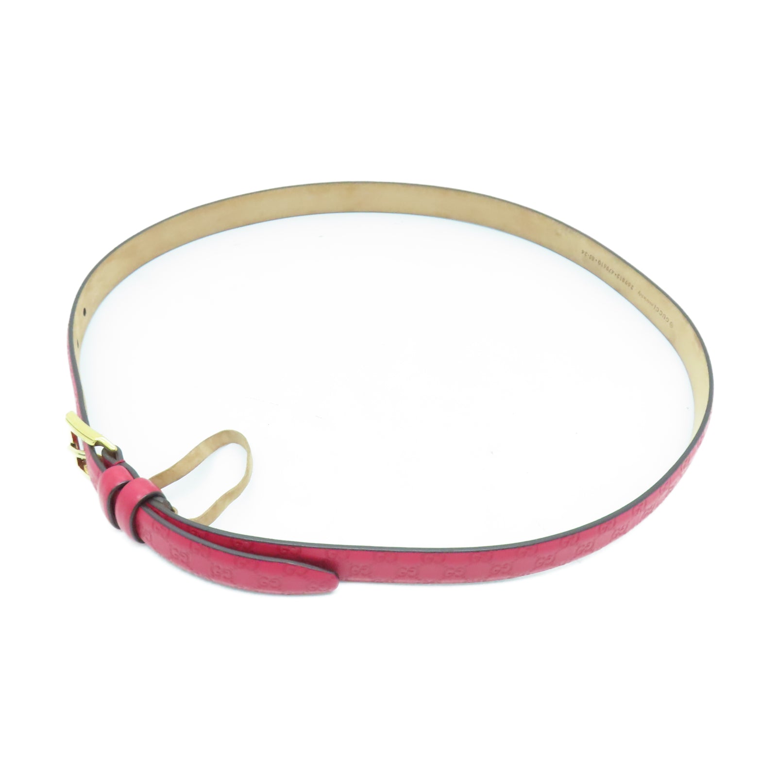 GUCCI 牛皮皮革Belt 85cm金扣皮帶紅色