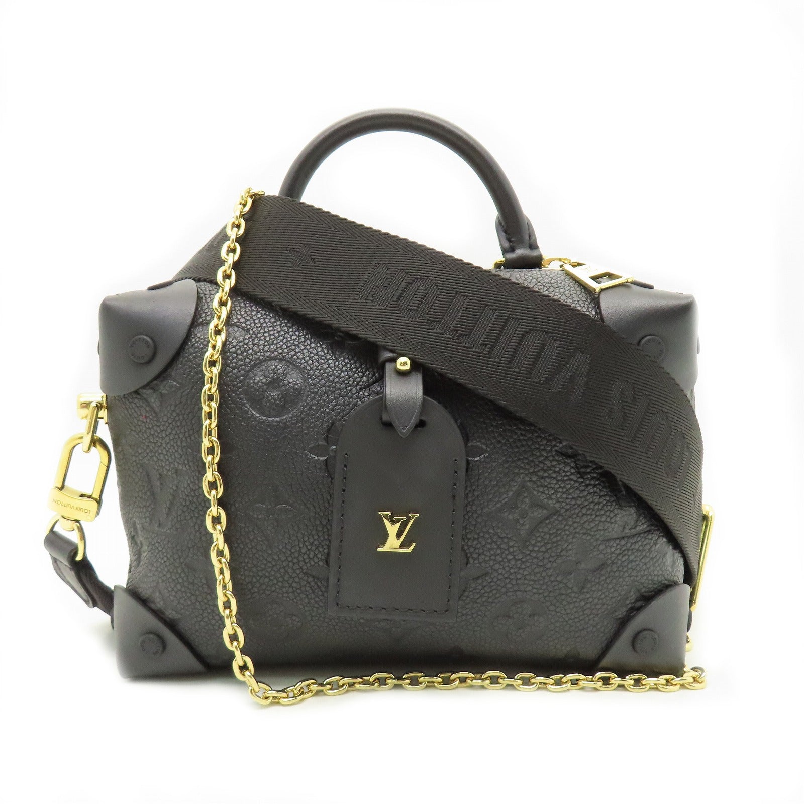 LOUIS VUITTON Monogram Empreinte Petite Malle Souple金扣手挽肩背兩用袋黑色