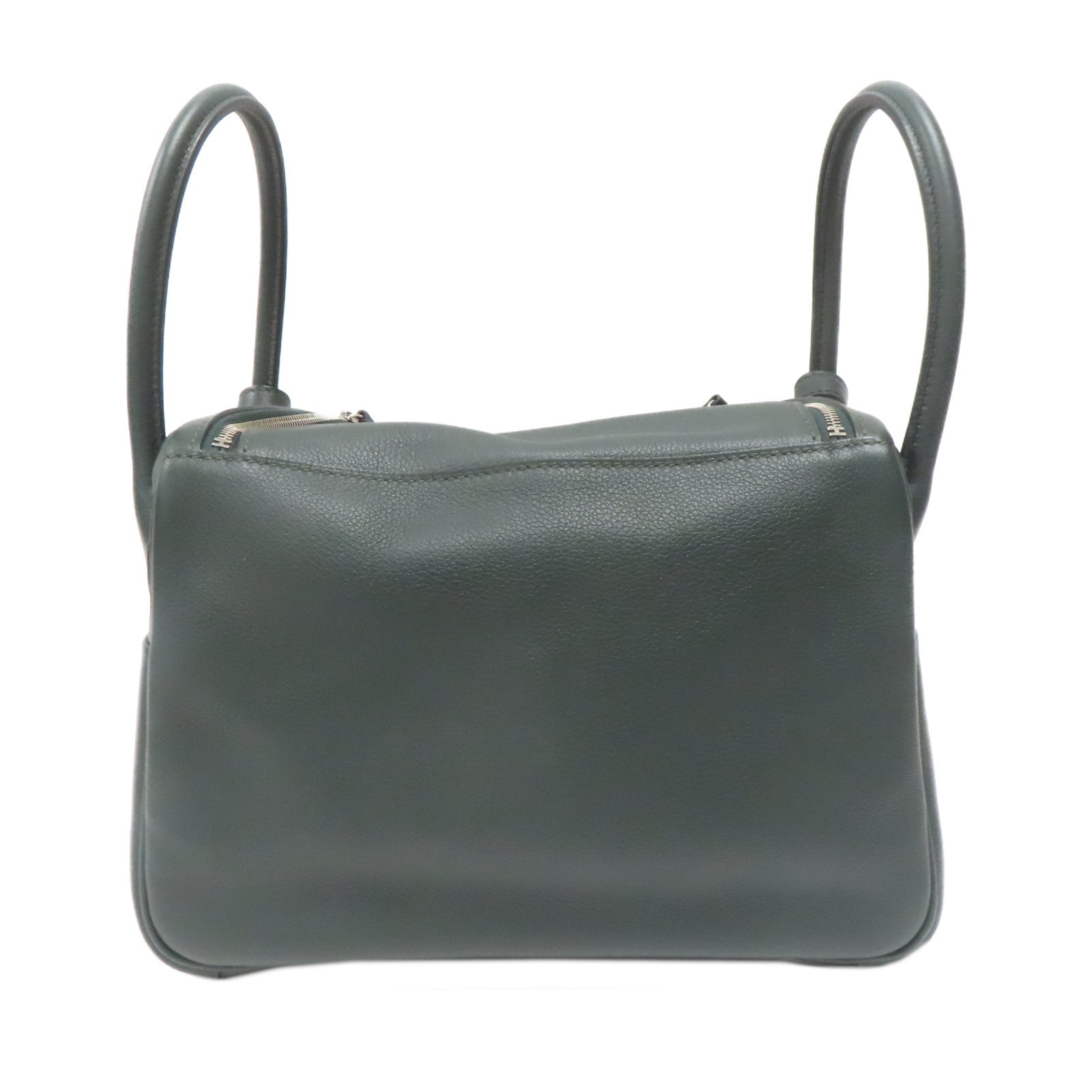 HERMES Evercolour皮革Lindy 26銀扣手挽肩背兩用袋杏仁綠色