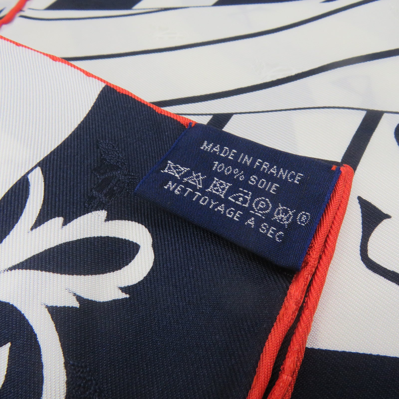HERMES 絲質Scarf 90x90絲巾白色/寶藍色/橙色