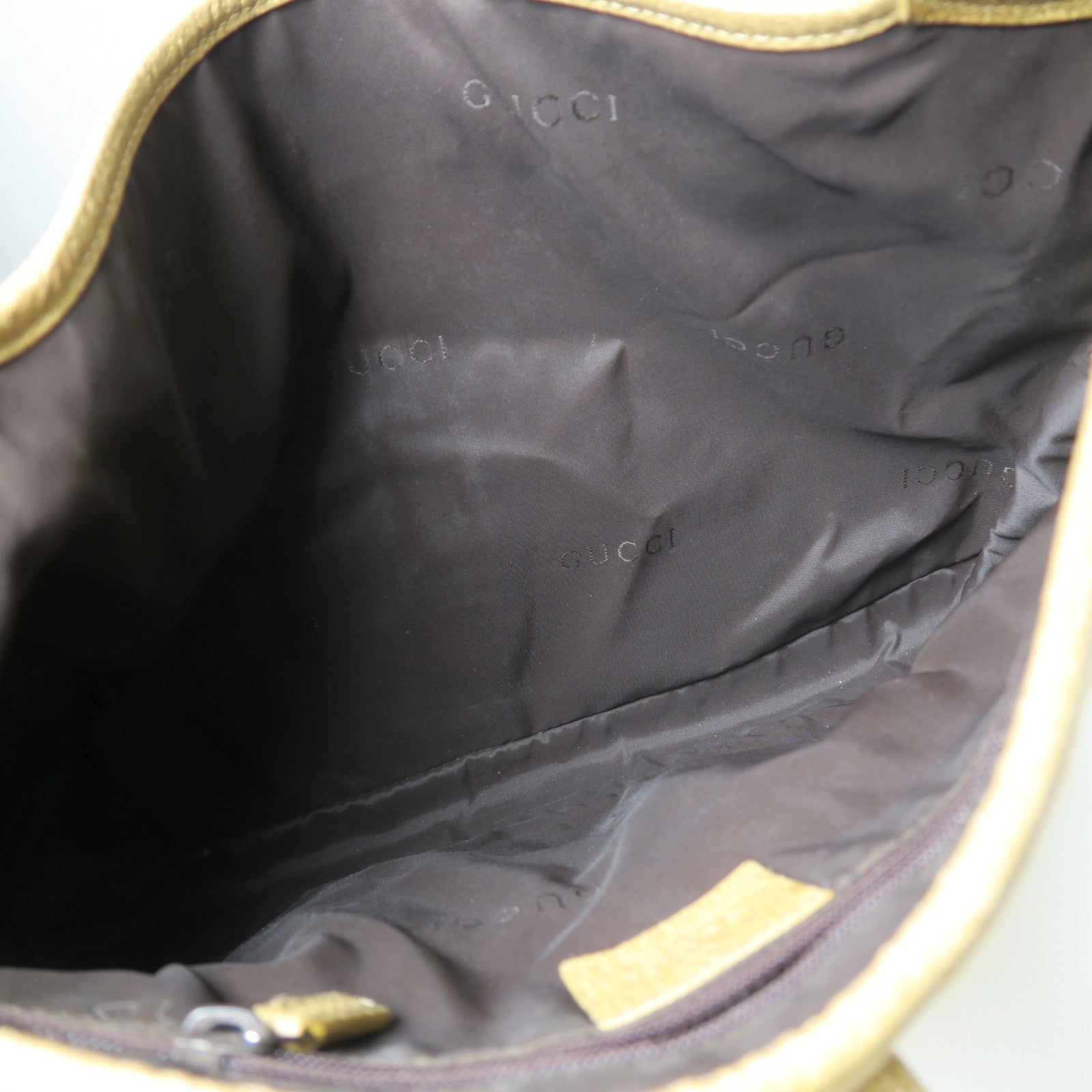 GUCCI 絨布/牛皮皮革Shoulder Bag銀扣肩背袋淺啡色