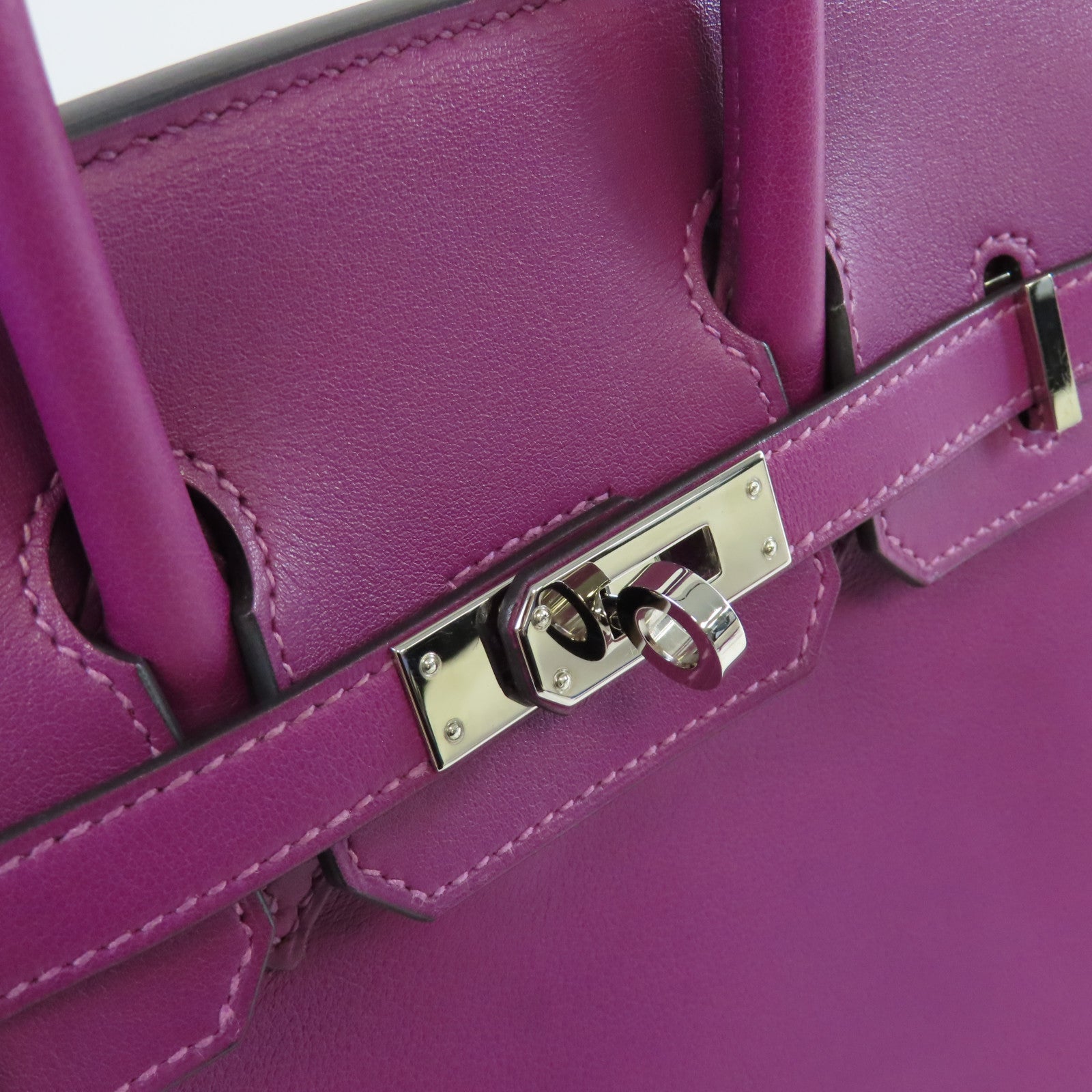 HERMES Swift皮革Birkin 25 Hand Bag銀扣手挽袋Anemone/海葵紫色