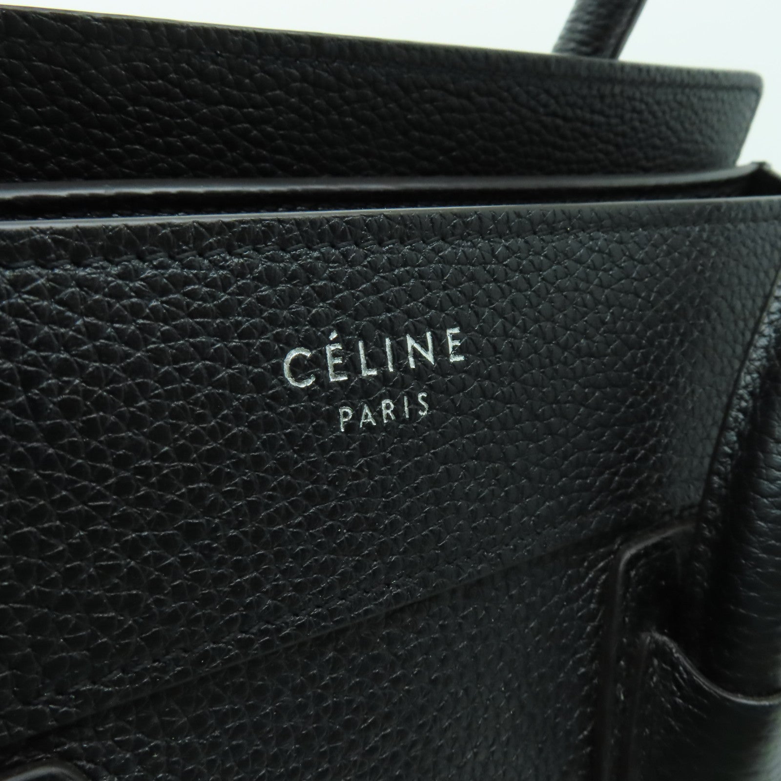 CELINE 【激減優惠】牛皮皮革Micro Luggage銀扣手挽袋黑色
