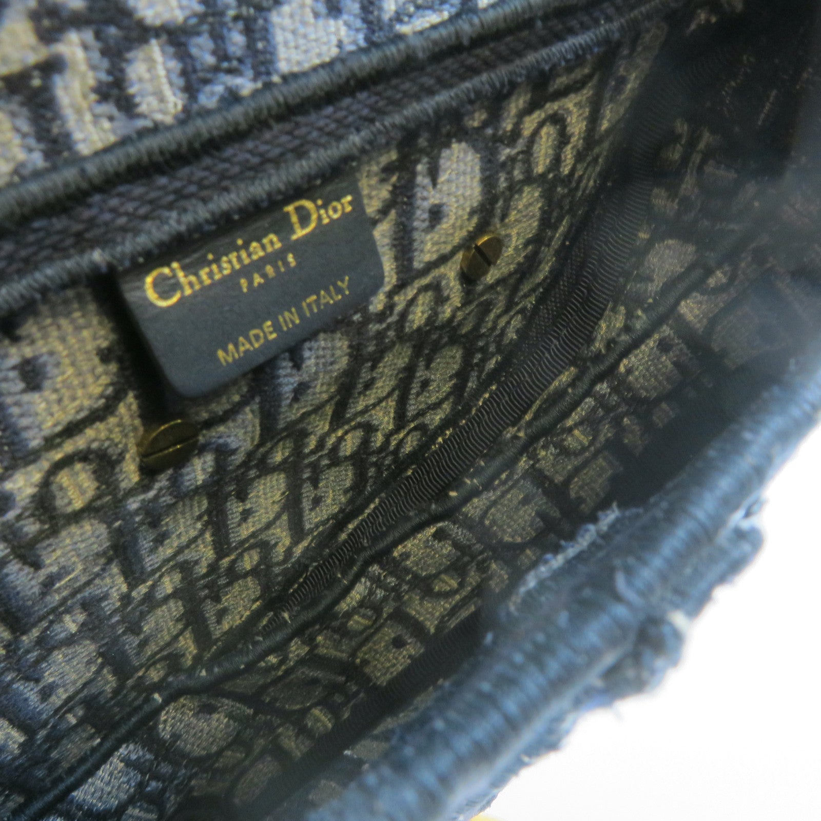 Dior 帆布Saddle金扣肩背袋深藍色