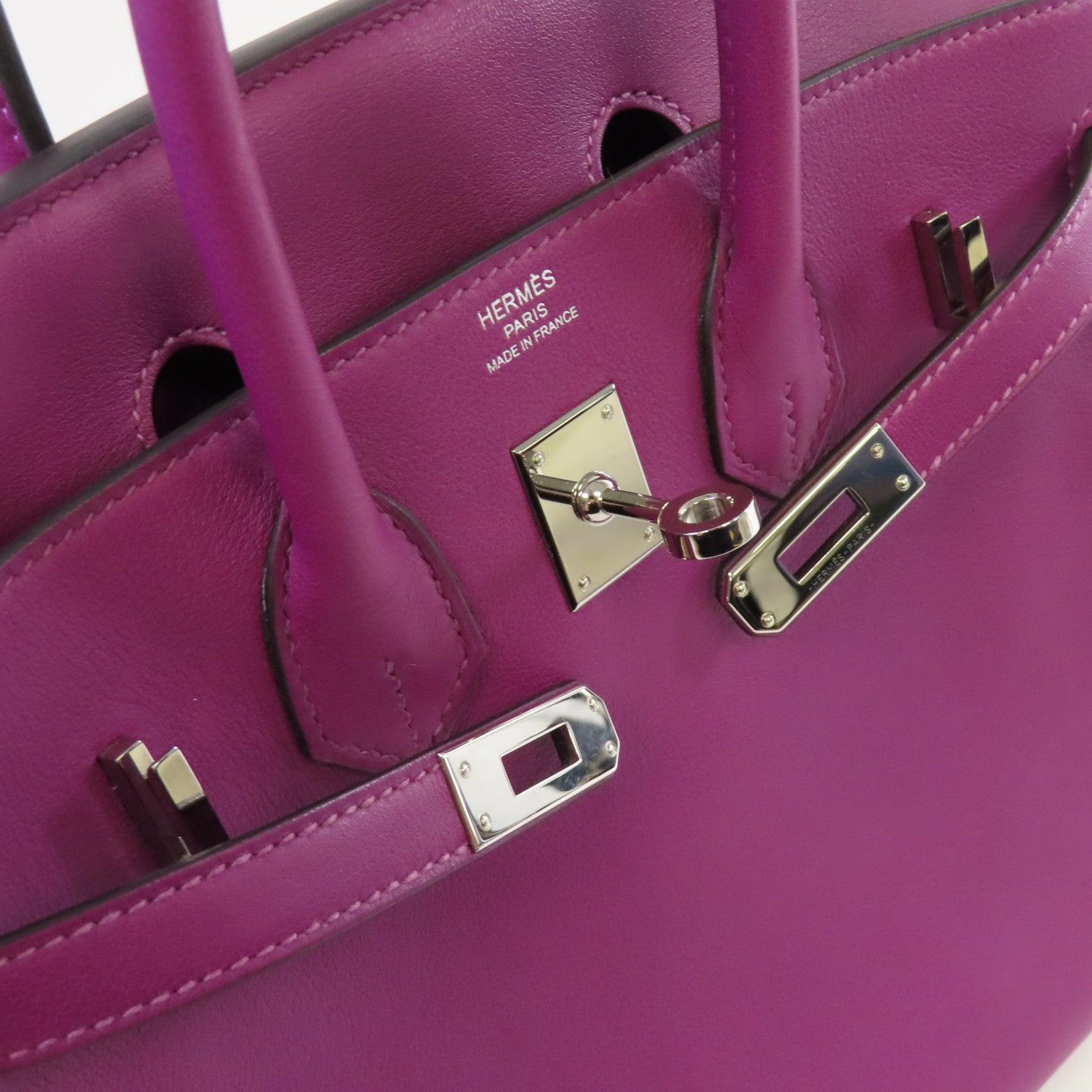 HERMES Swift皮革Birkin 25 Hand Bag銀扣手挽袋Anemone/海葵紫色
