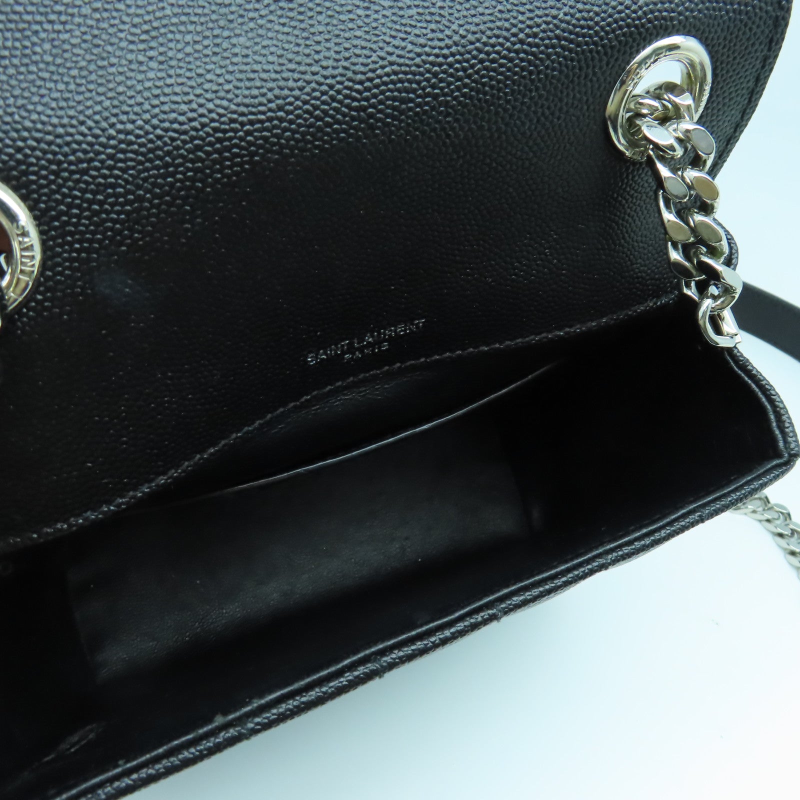 SAINT LAURENT 【激減優惠】牛皮皮革Vicky銀扣肩背袋黑色