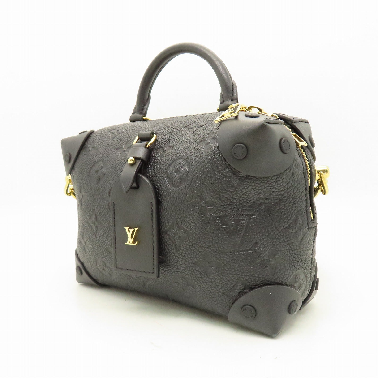 LOUIS VUITTON Monogram Empreinte Petite Malle Souple金扣手挽肩背兩用袋黑色