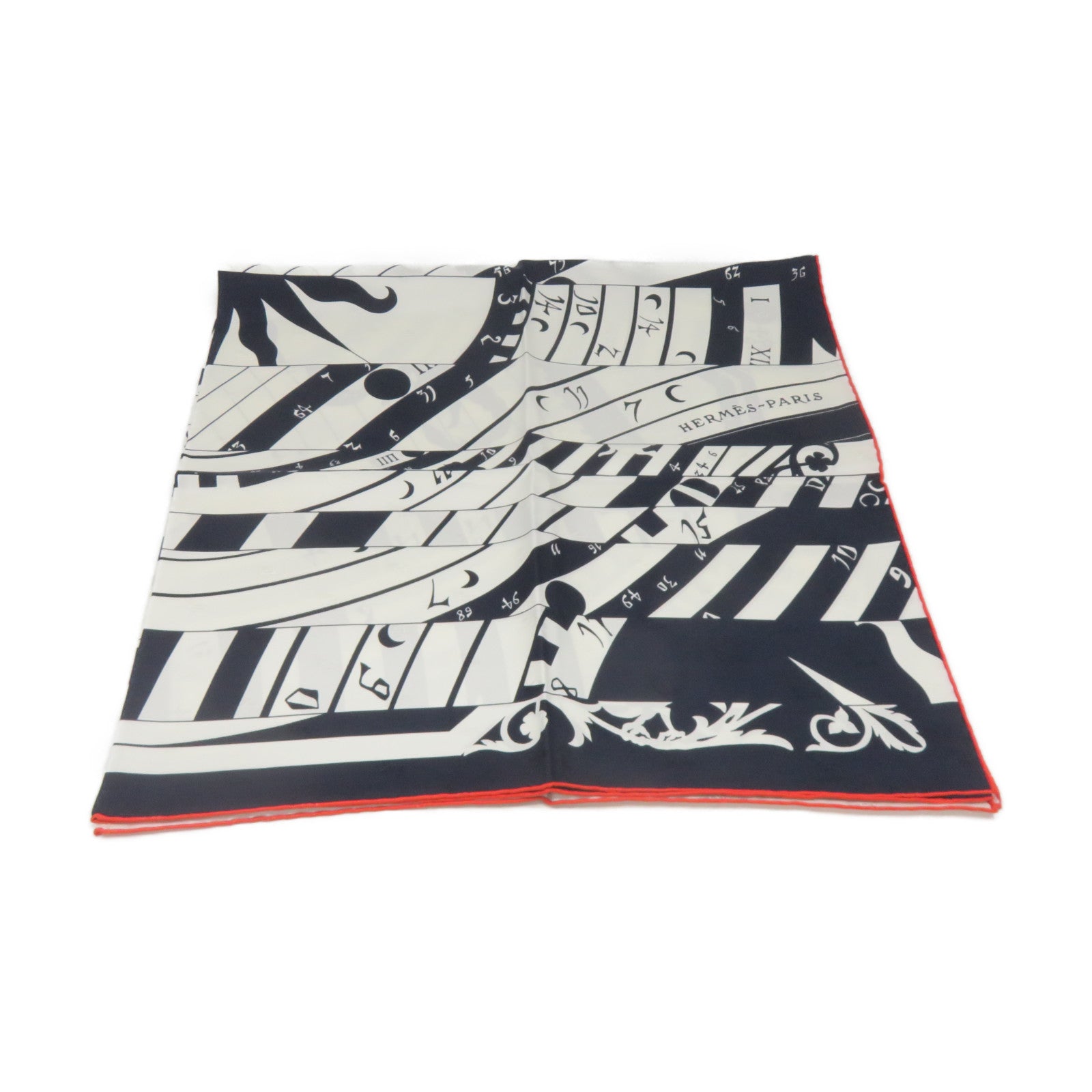 HERMES 絲質Scarf 90x90絲巾白色/寶藍色/橙色