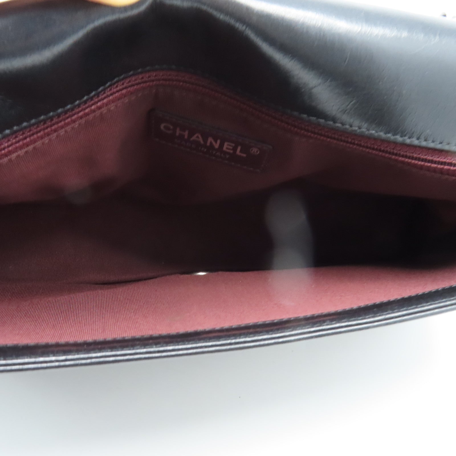 CHANEL 牛皮皮革Chain Shoulder銀扣鏈帶肩背袋黑色