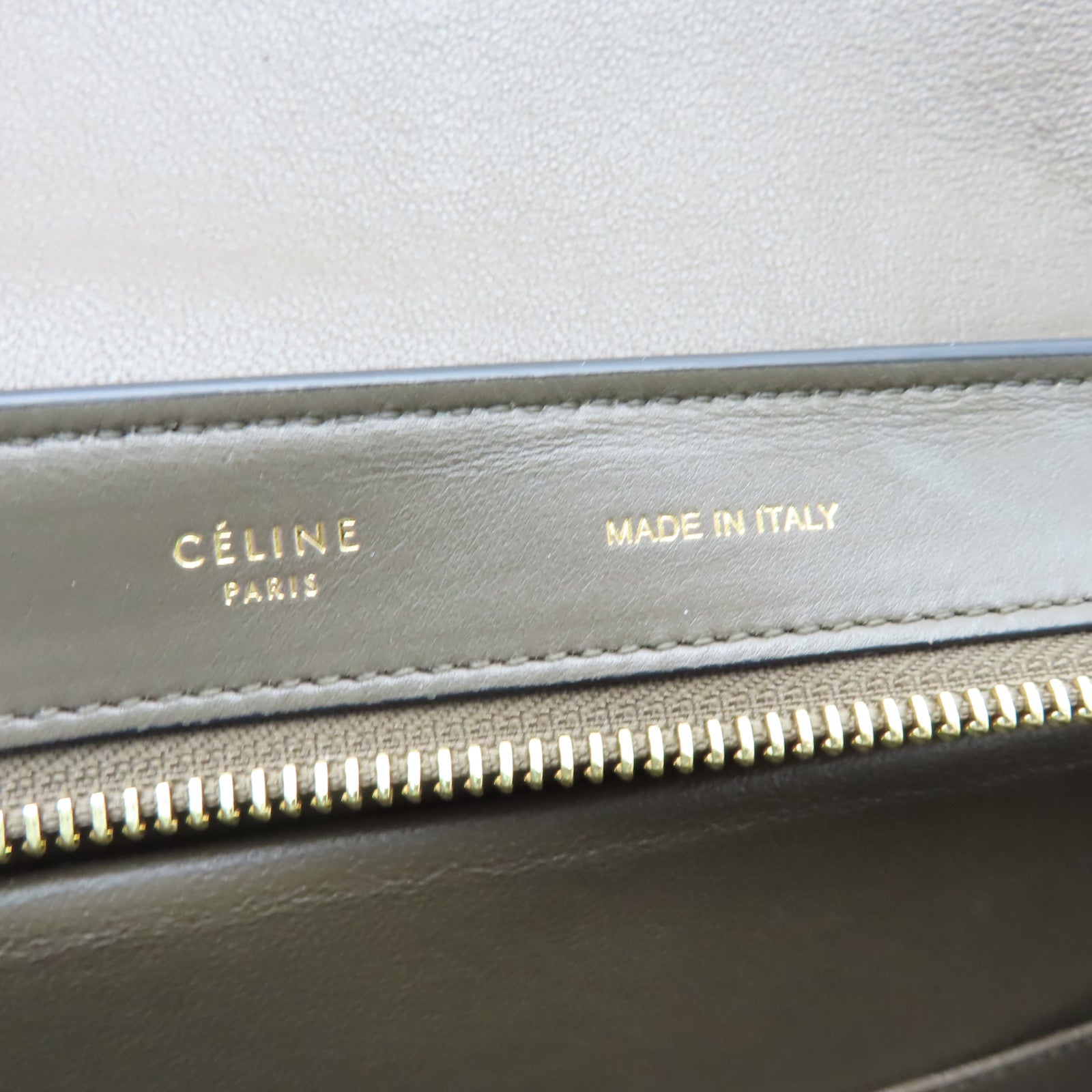 CELINE 牛皮皮革Trapeze金扣手挽肩背兩用袋灰色