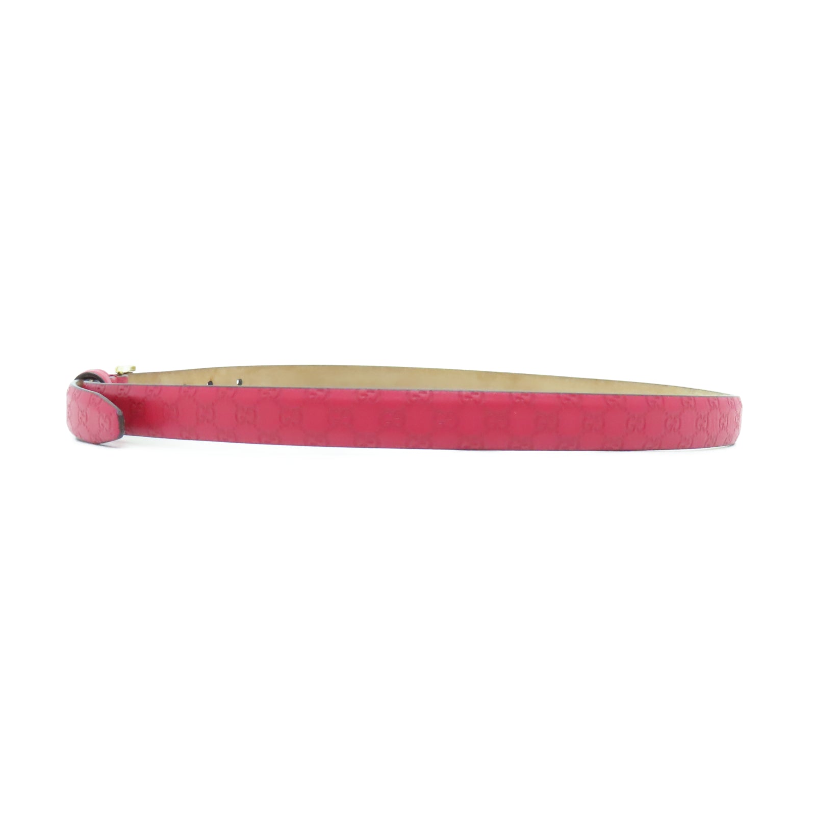 GUCCI 牛皮皮革Belt 85cm金扣皮帶紅色