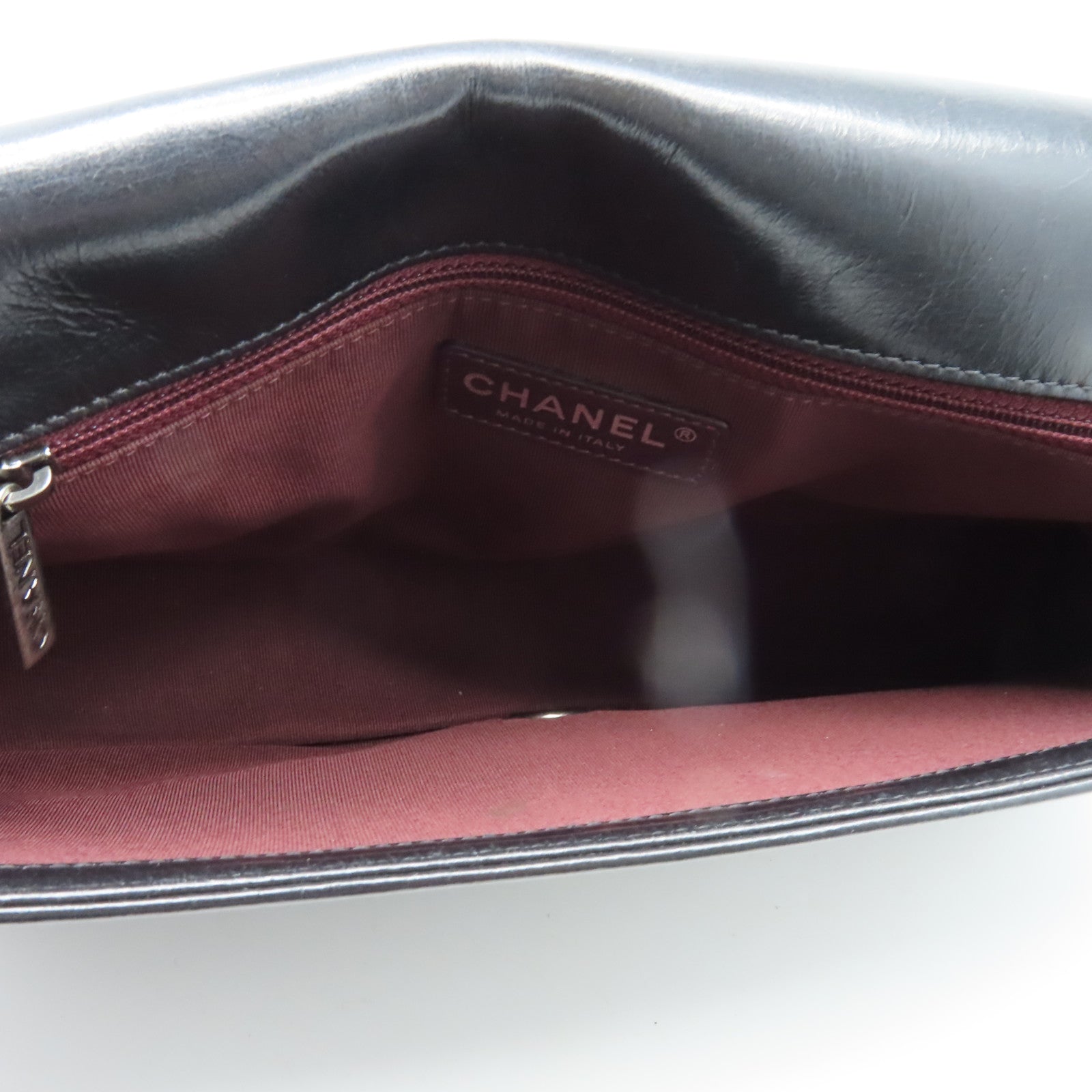 CHANEL 牛皮皮革Chain Shoulder銀扣鏈帶肩背袋黑色