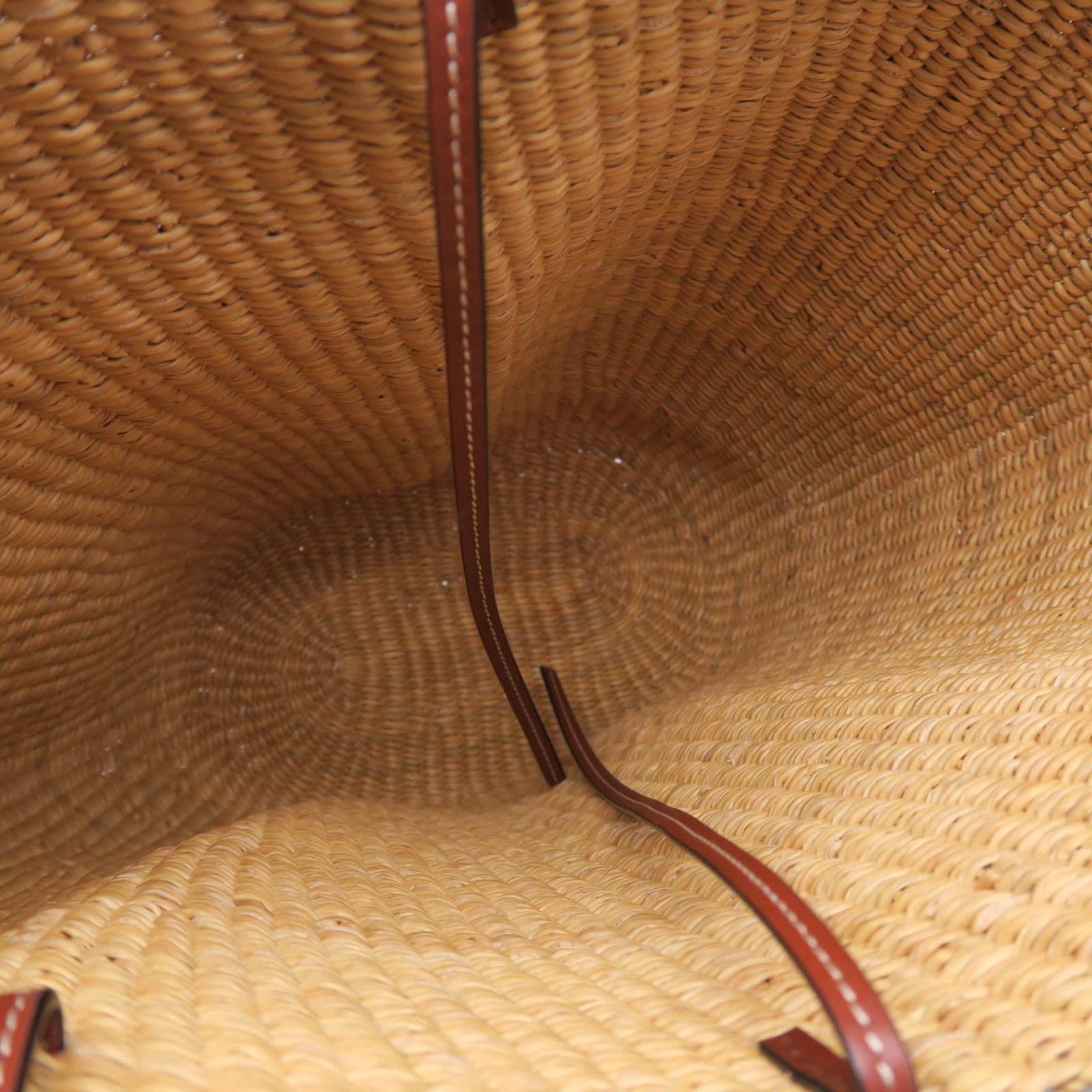 LOEWE Grass/牛皮皮革Shell Basket Bag手挽袋啡色