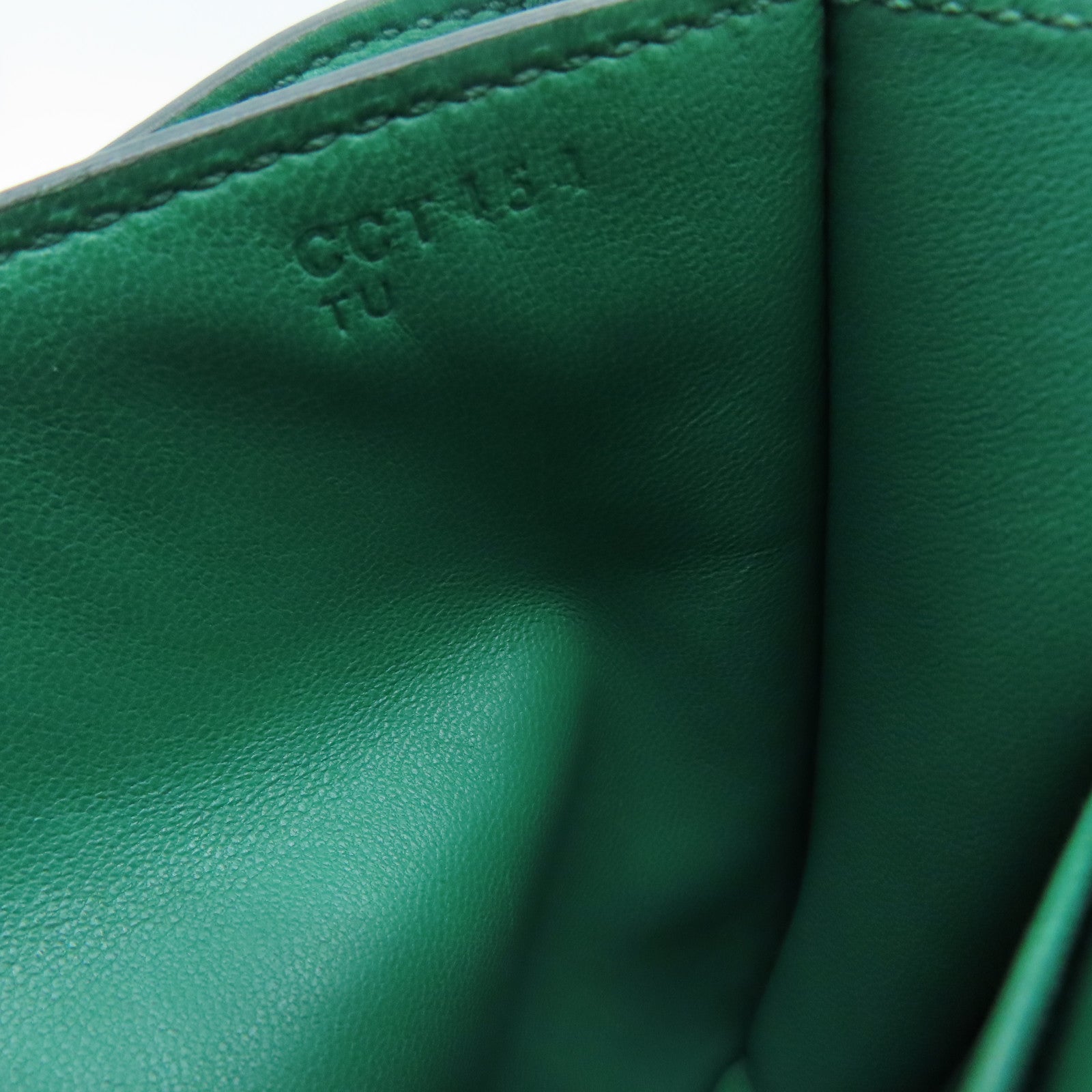 HERMES Evercolor皮革Mini Constance銀扣肩背袋Vert Vertigo絲絨綠色