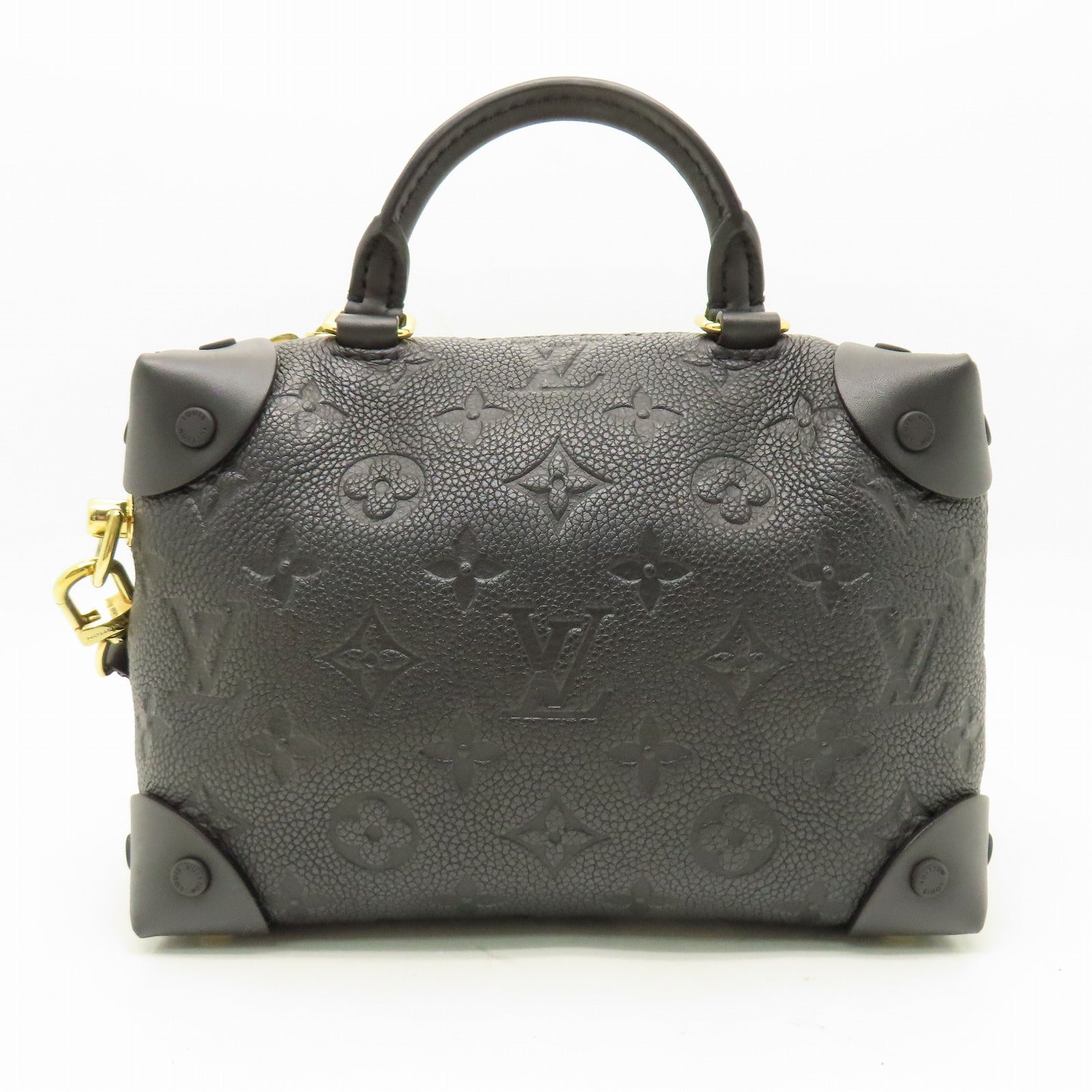 LOUIS VUITTON Monogram Empreinte Petite Malle Souple金扣手挽肩背兩用袋黑色