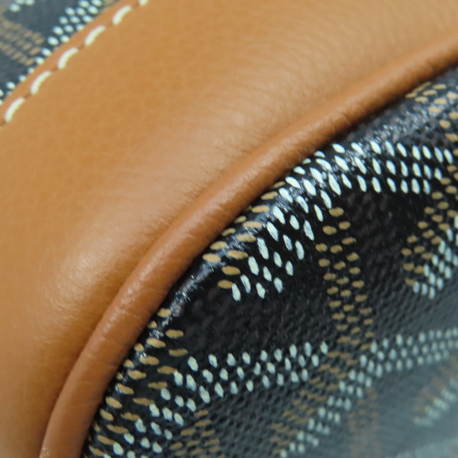 GOYARD 塗層帆布/牛皮皮革Petit Flot Bucket Bag銀扣肩背袋黑色/棕色