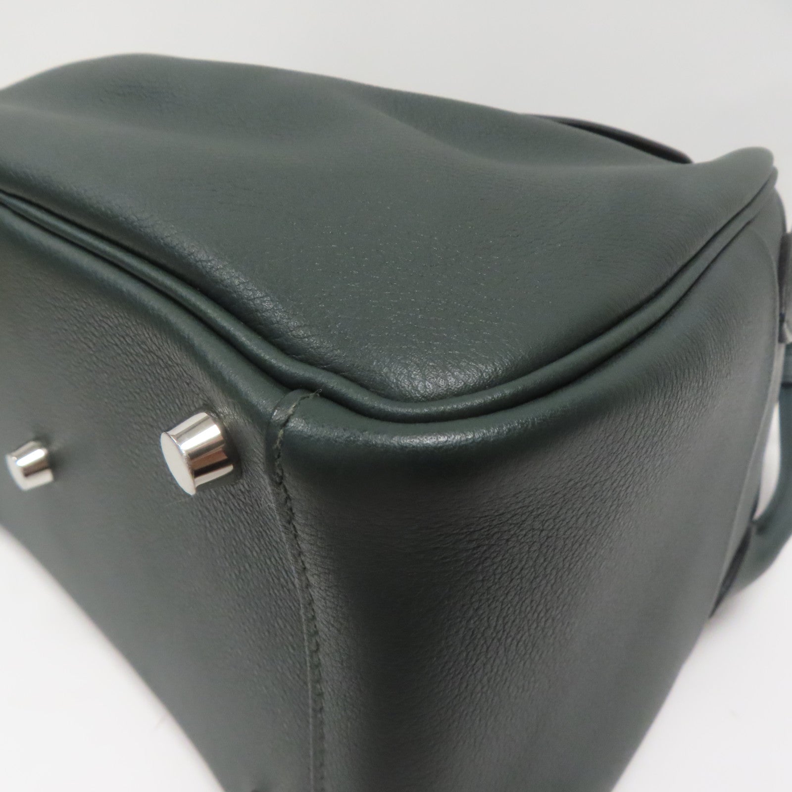 HERMES Evercolour皮革Lindy 26銀扣手挽肩背兩用袋杏仁綠色