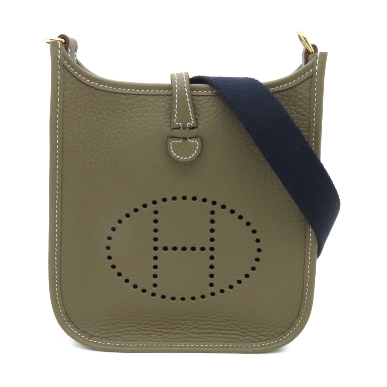 HERMES Clemence皮革Evelyne TPM金扣肩背袋棕色