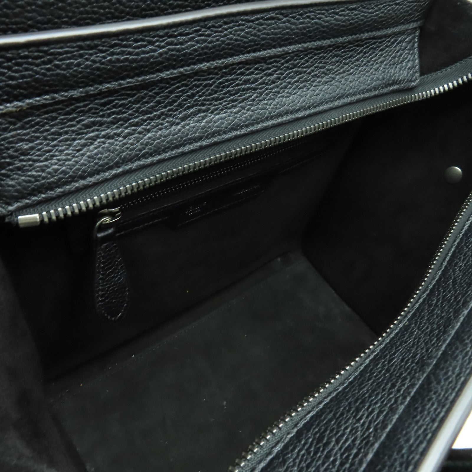 CELINE 【激減優惠】牛皮皮革Micro Luggage銀扣手挽袋黑色