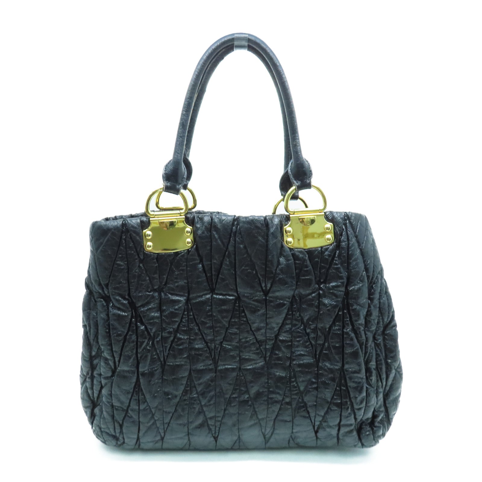 Miu Miu 皮革Handbag金扣手挽袋黑色