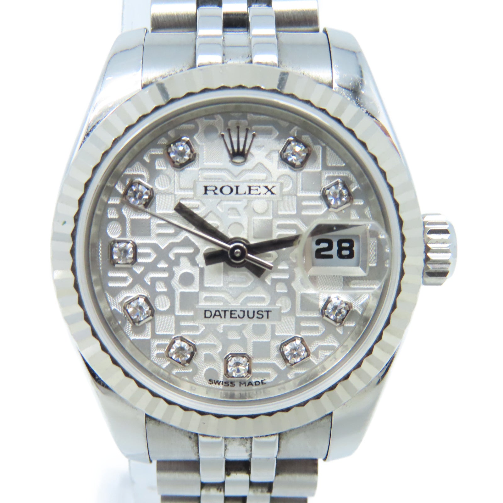 ROLEX Lady Datejust Watch 18K白金/不鏽鋼自動機芯手錶貝殼色/銀色