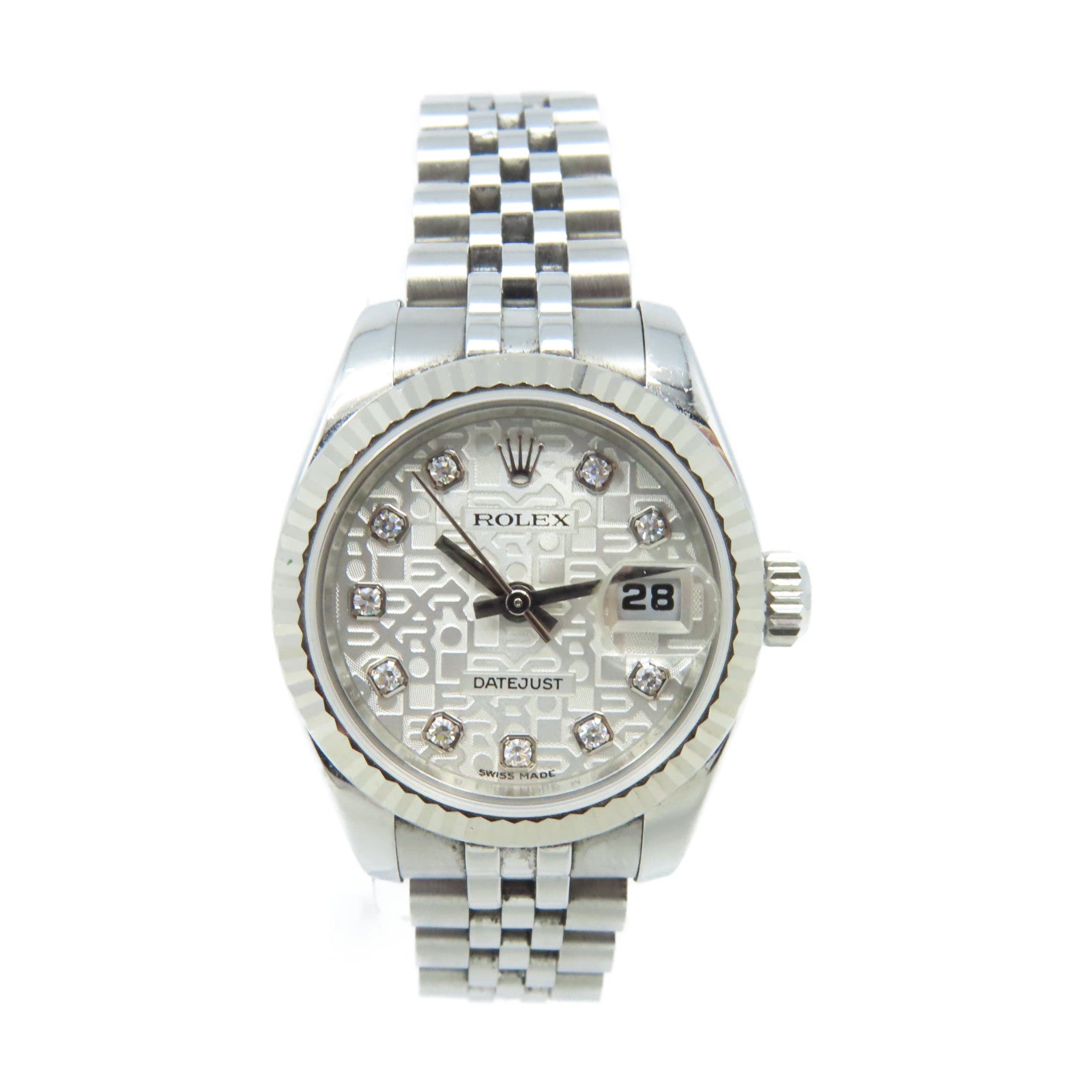 ROLEX Lady Datejust Watch 18K白金/不鏽鋼自動機芯手錶貝殼色/銀色