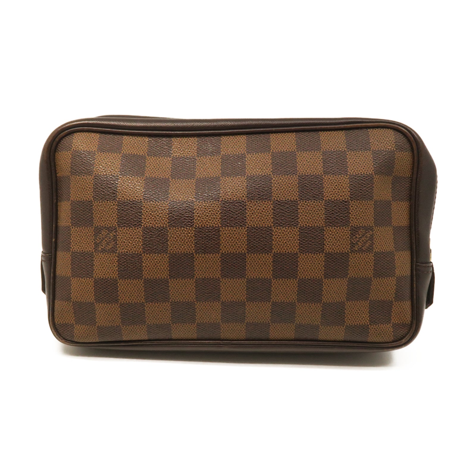 LOUIS VUITTON Damier Trousse Toilette Gold Buckle Handbag Brown