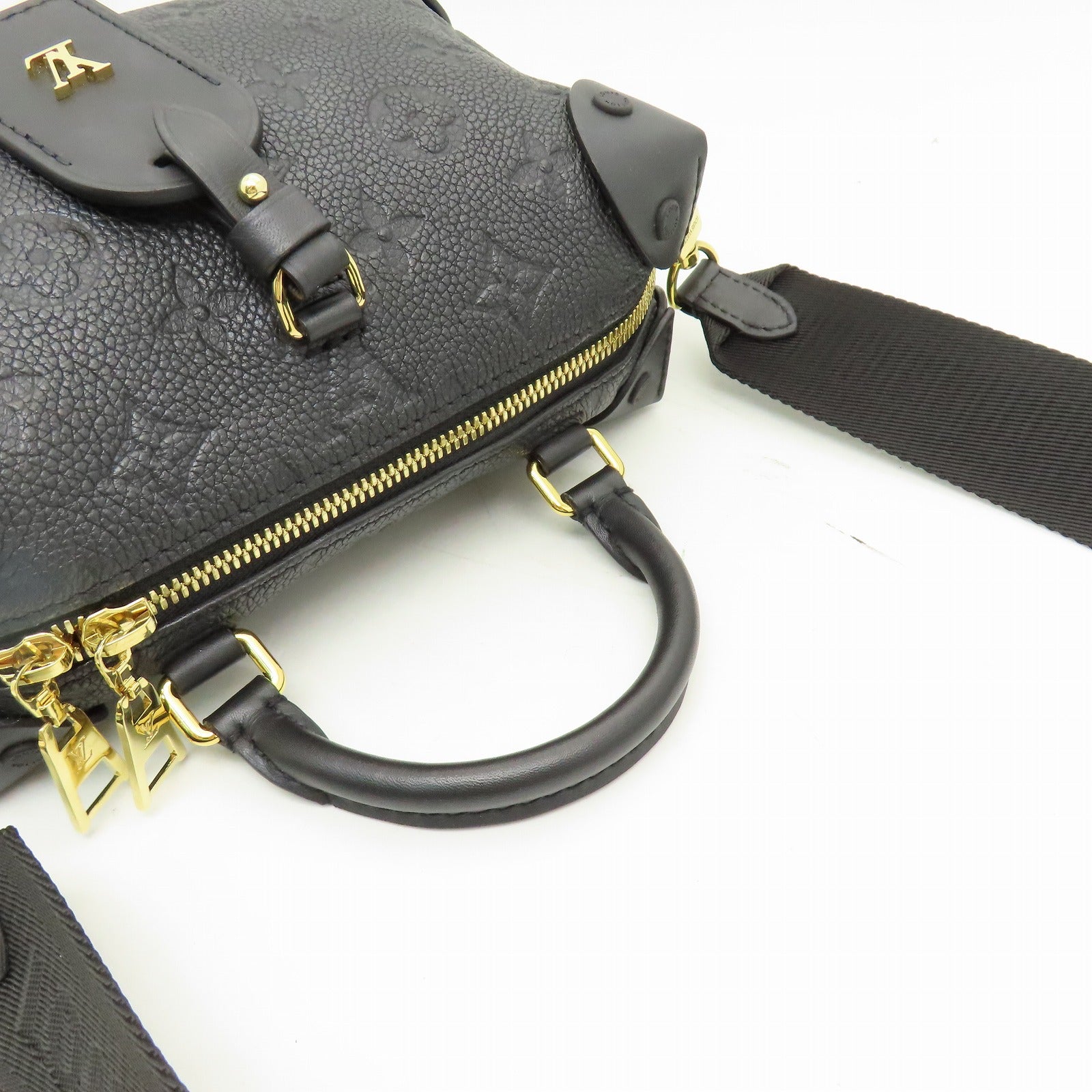 LOUIS VUITTON Monogram Empreinte Petite Malle Souple金扣手挽肩背兩用袋黑色