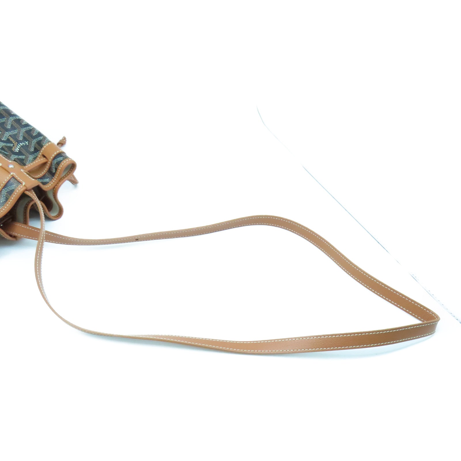 GOYARD 塗層帆布/牛皮皮革Petit Flot Bucket Bag銀扣肩背袋黑色/棕色