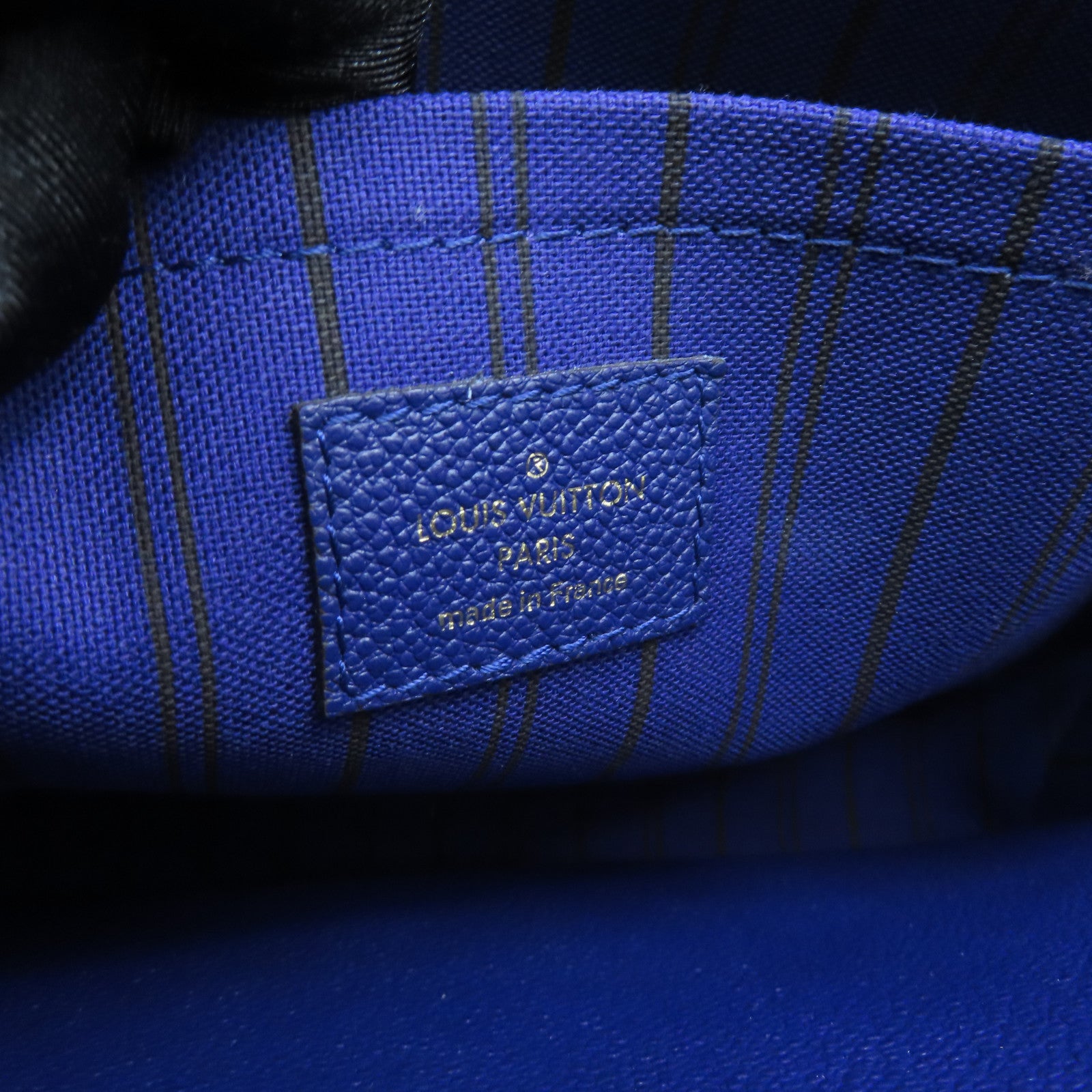 LOUIS VUITTON Monogram Empreinte Montaigne MM gold buckle handle shoulder bag dual-use blue