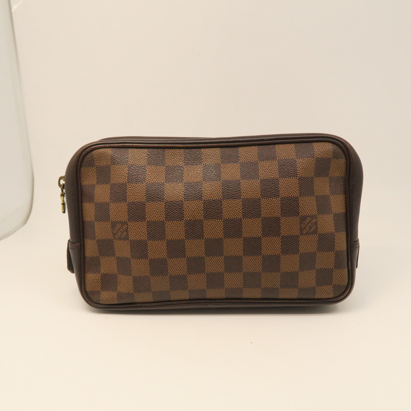 LOUIS VUITTON Damier Trousse Toilette Gold Buckle Handbag Brown