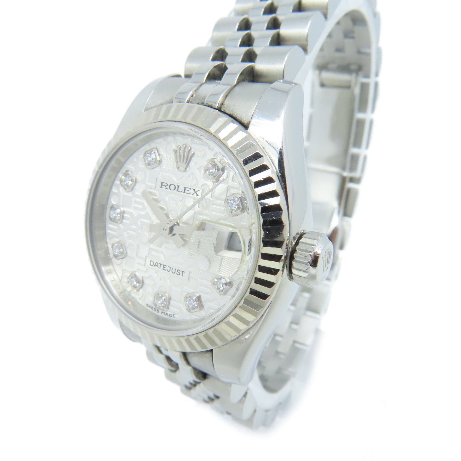 ROLEX Lady Datejust Watch 18K白金/不鏽鋼自動機芯手錶貝殼色/銀色