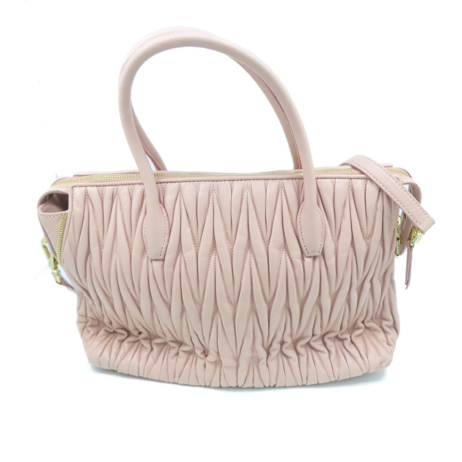 Miu Miu 牛皮皮革2 Way Shoulder金扣手挽肩背兩用袋粉紅色