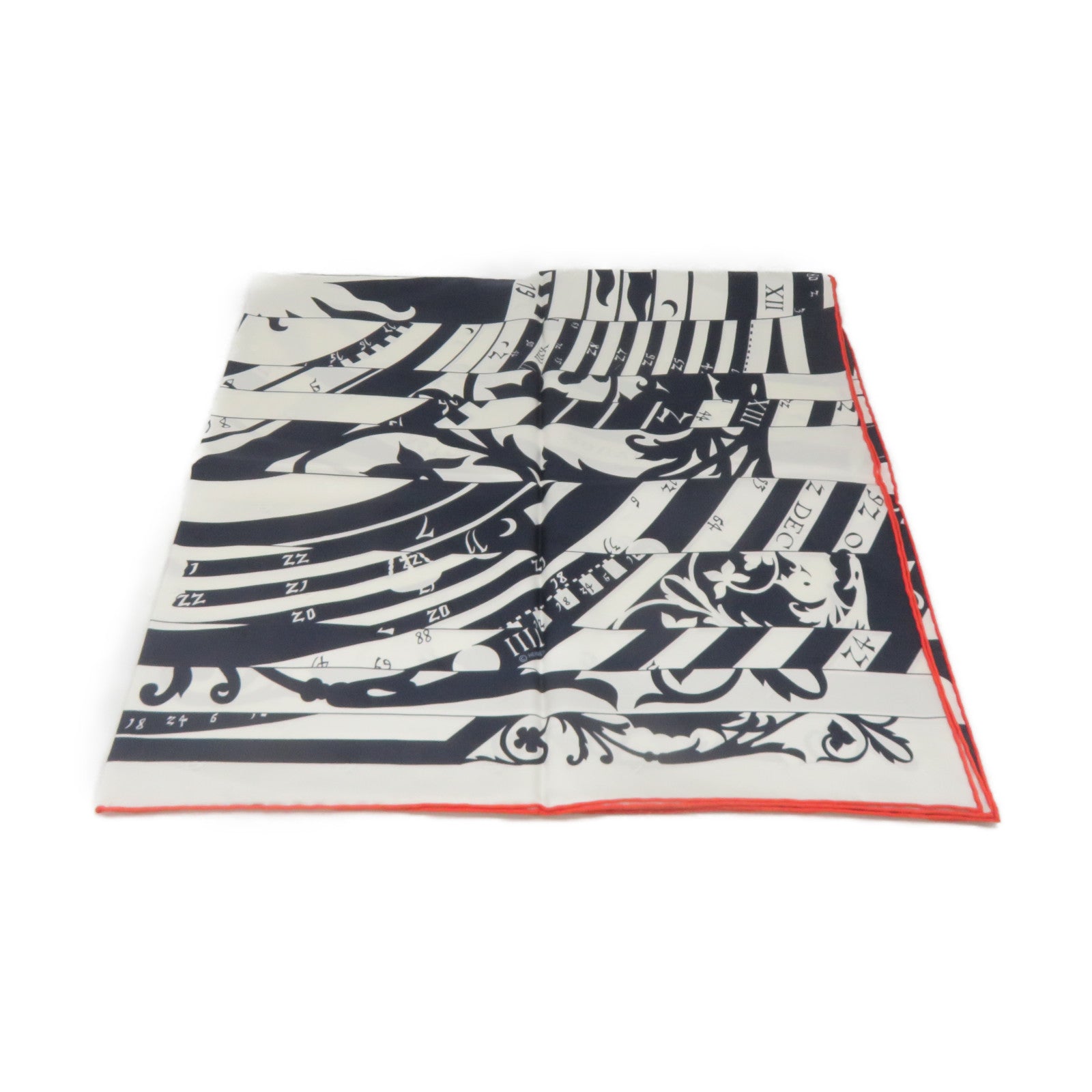 HERMES 絲質Scarf 90x90絲巾白色/寶藍色/橙色