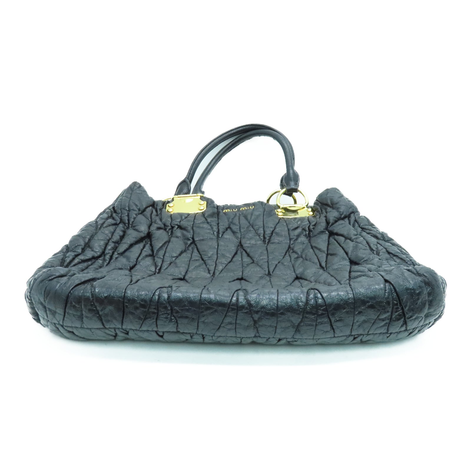 Miu Miu 皮革Handbag金扣手挽袋黑色