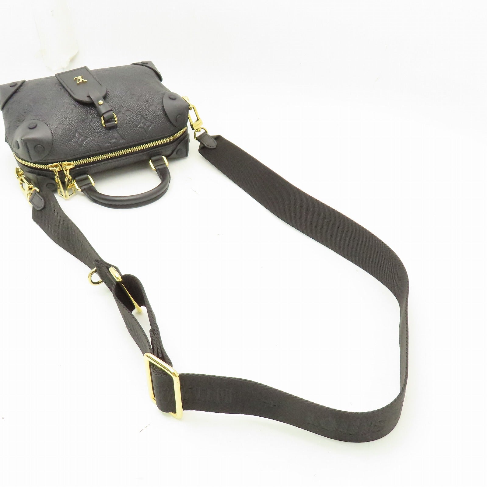 LOUIS VUITTON Monogram Empreinte Petite Malle Souple金扣手挽肩背兩用袋黑色