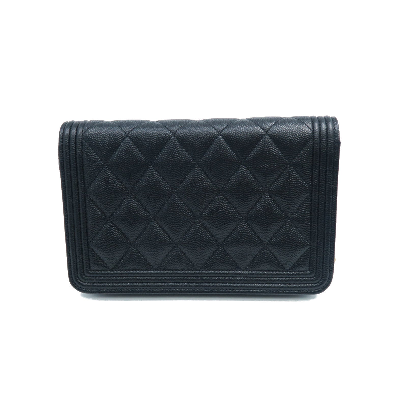 CHANEL rhombic cowhide leather Boy Chanel gold buckle chain shoulder bag black