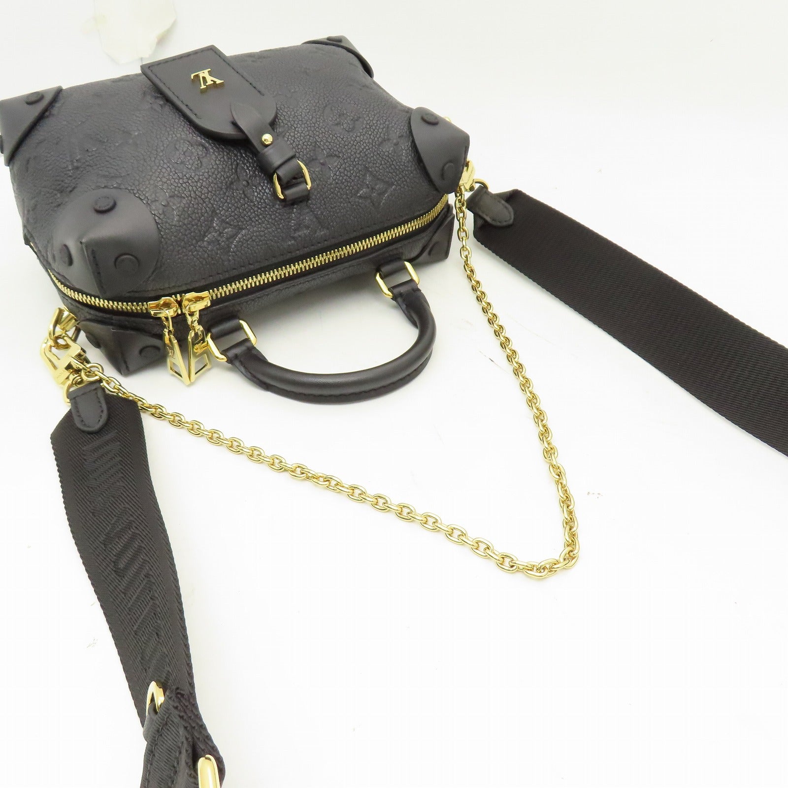 LOUIS VUITTON Monogram Empreinte Petite Malle Souple金扣手挽肩背兩用袋黑色
