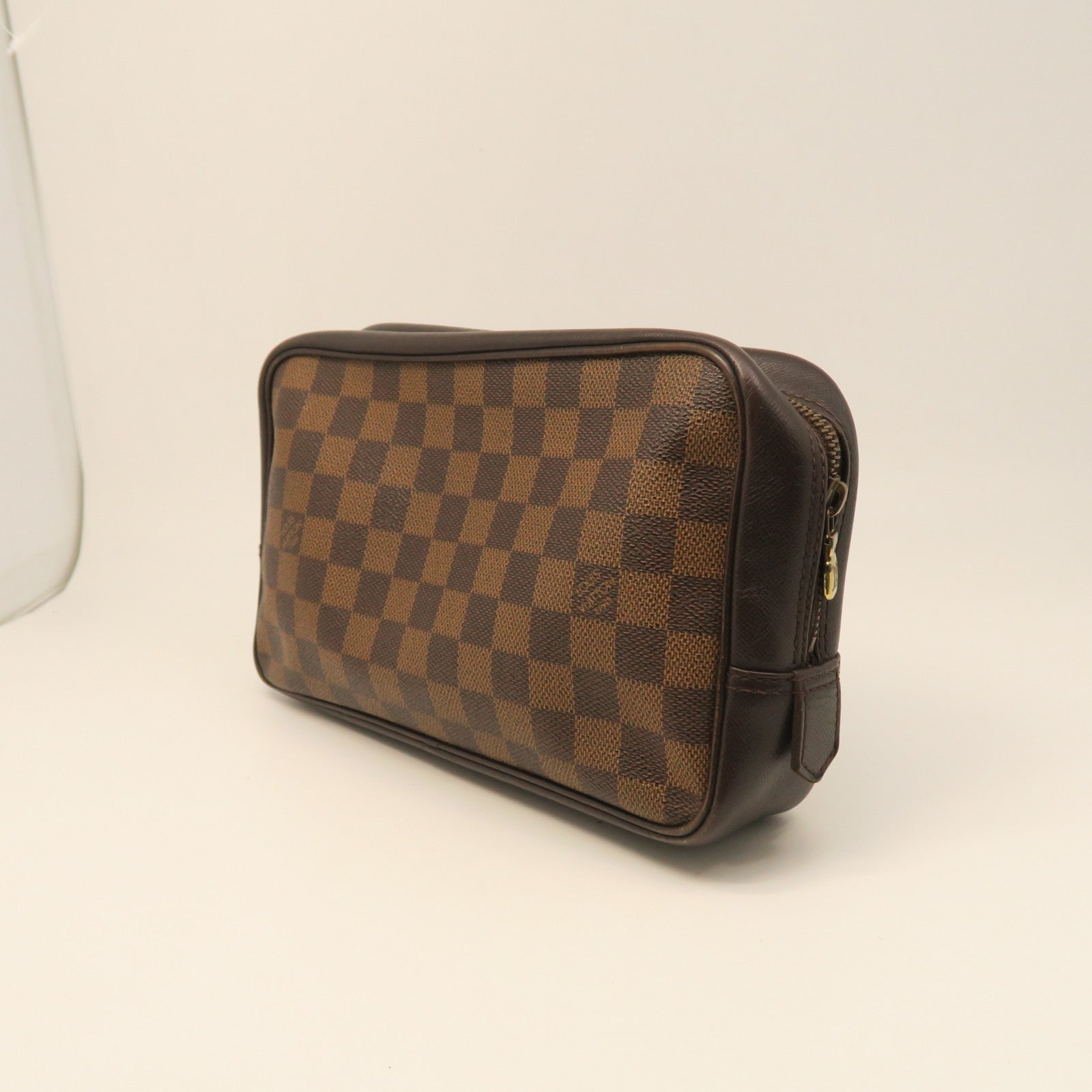 LOUIS VUITTON Damier Trousse Toilette Gold Buckle Handbag Brown